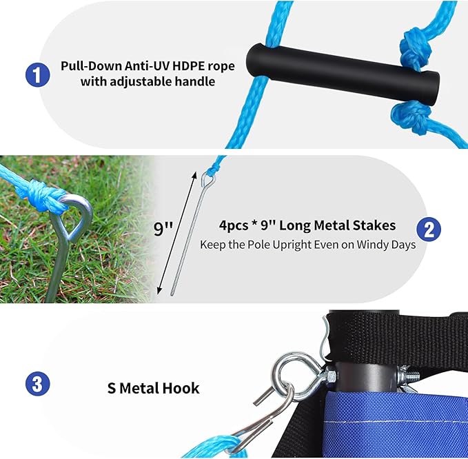 Outdoor Portable Volleyball Net Set for Backyard Beach with Adjustable Heavy Duty Poles, Durable Net, PU Volleyball & Pump, Carry Bag