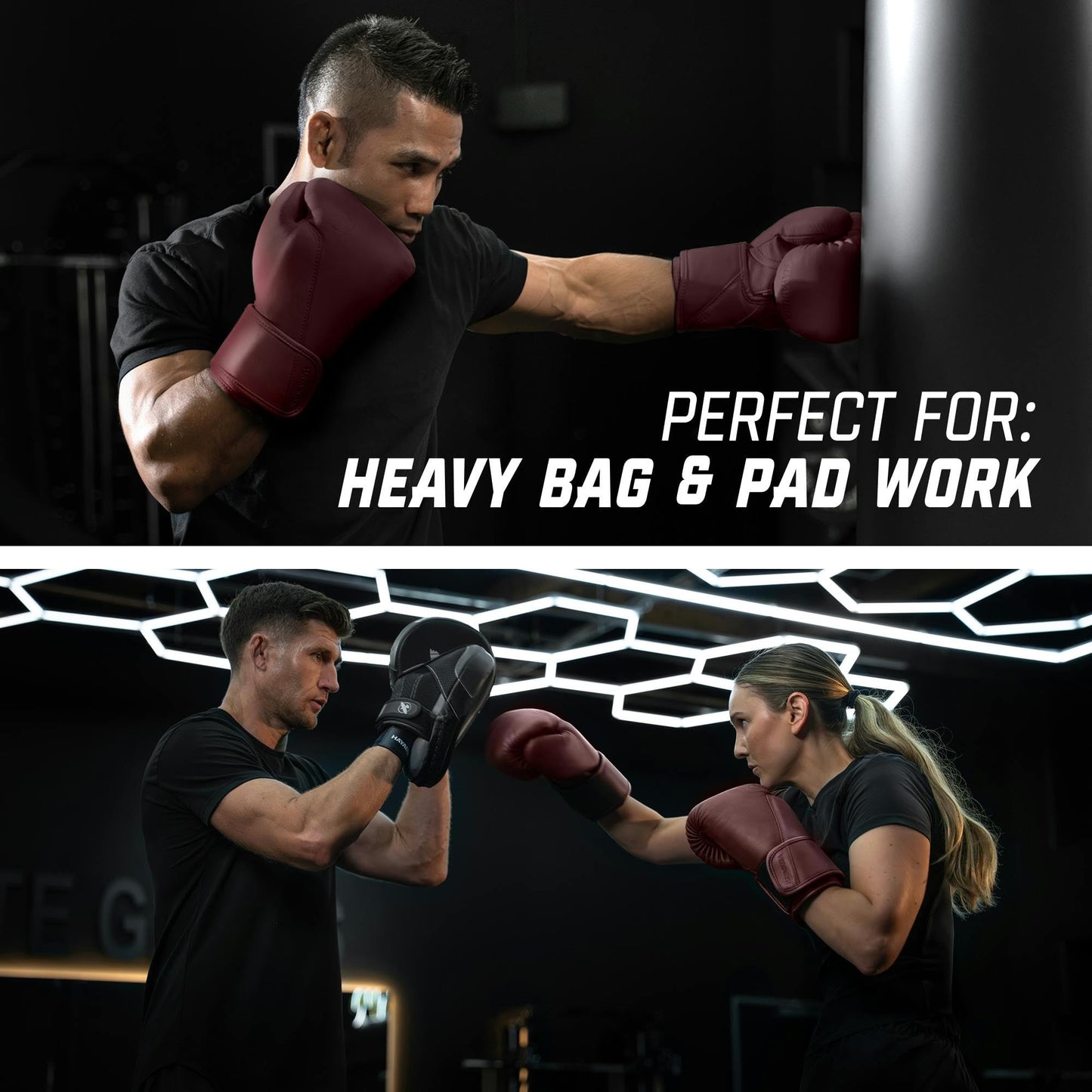Hayabusa T360 Leather Boxing Gloves for Men and Women Wrist and Knuckle Protection, Triple Splinted Wrist Support, Cloud-Like Knuckle Padding - Burgundy, 16oz