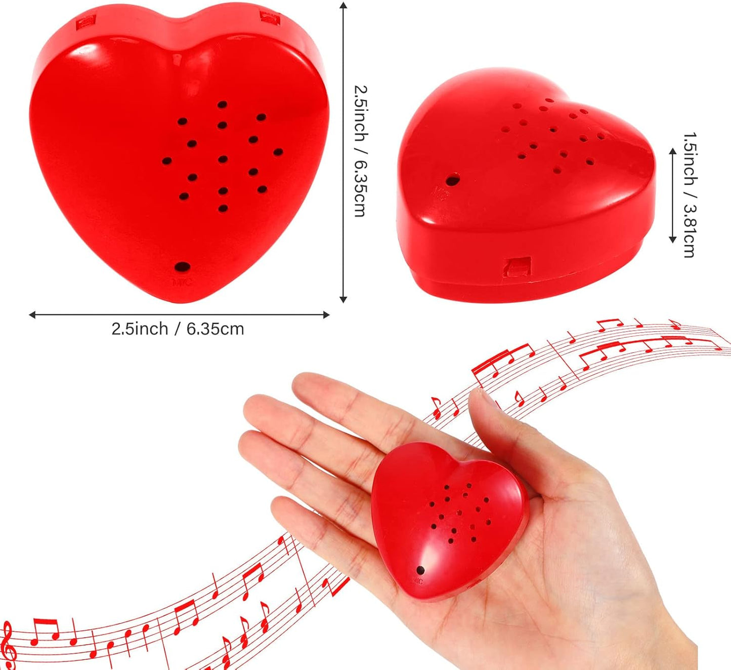 Civaner 4 Pack 60 Seconds Voice Recorder for Stuffed Animal Heart Red Push Button Heart Shaped Sound Recorder