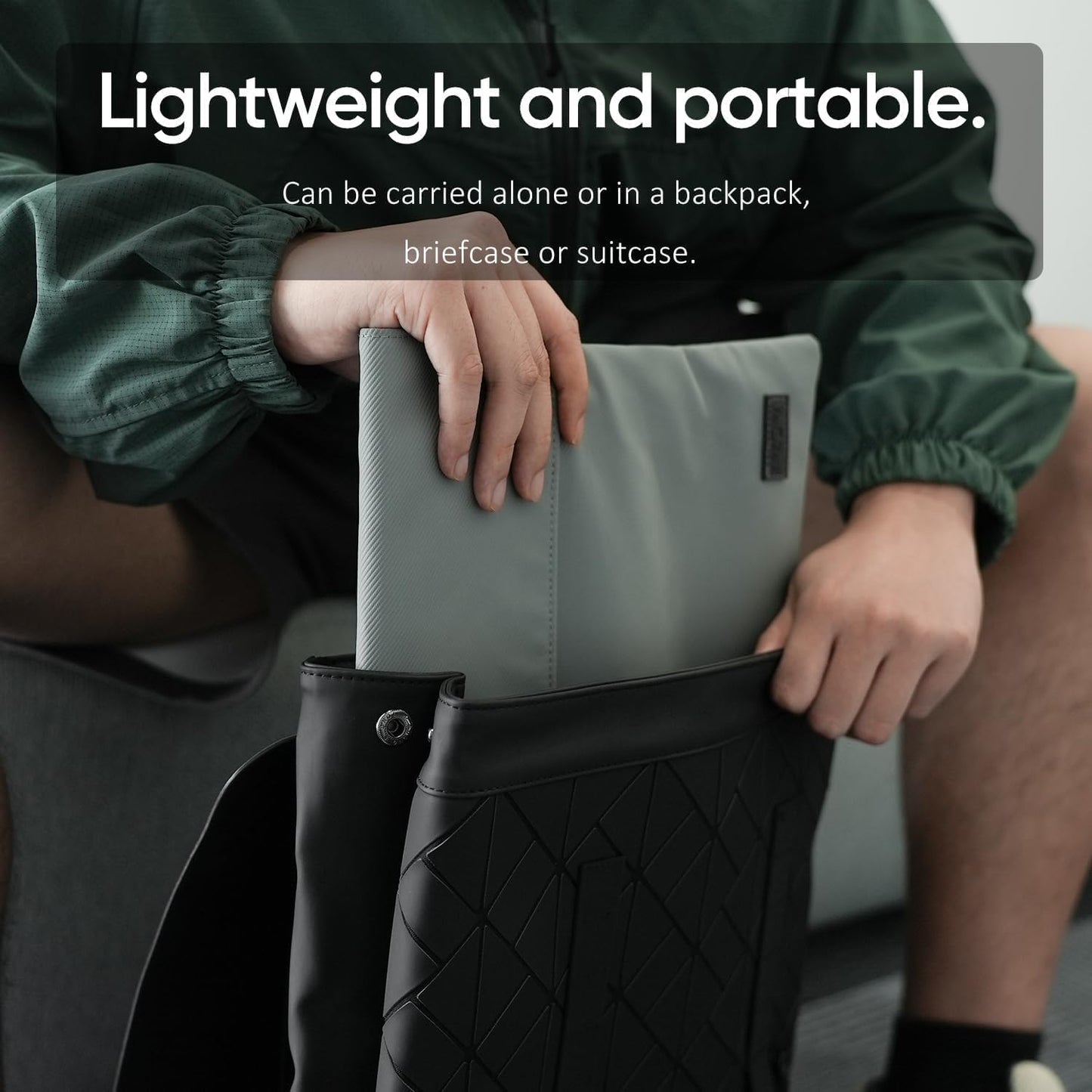 ARZOPA 17.3" Portable Monitor Sleeve - PU Leather Travel Case (Grey)