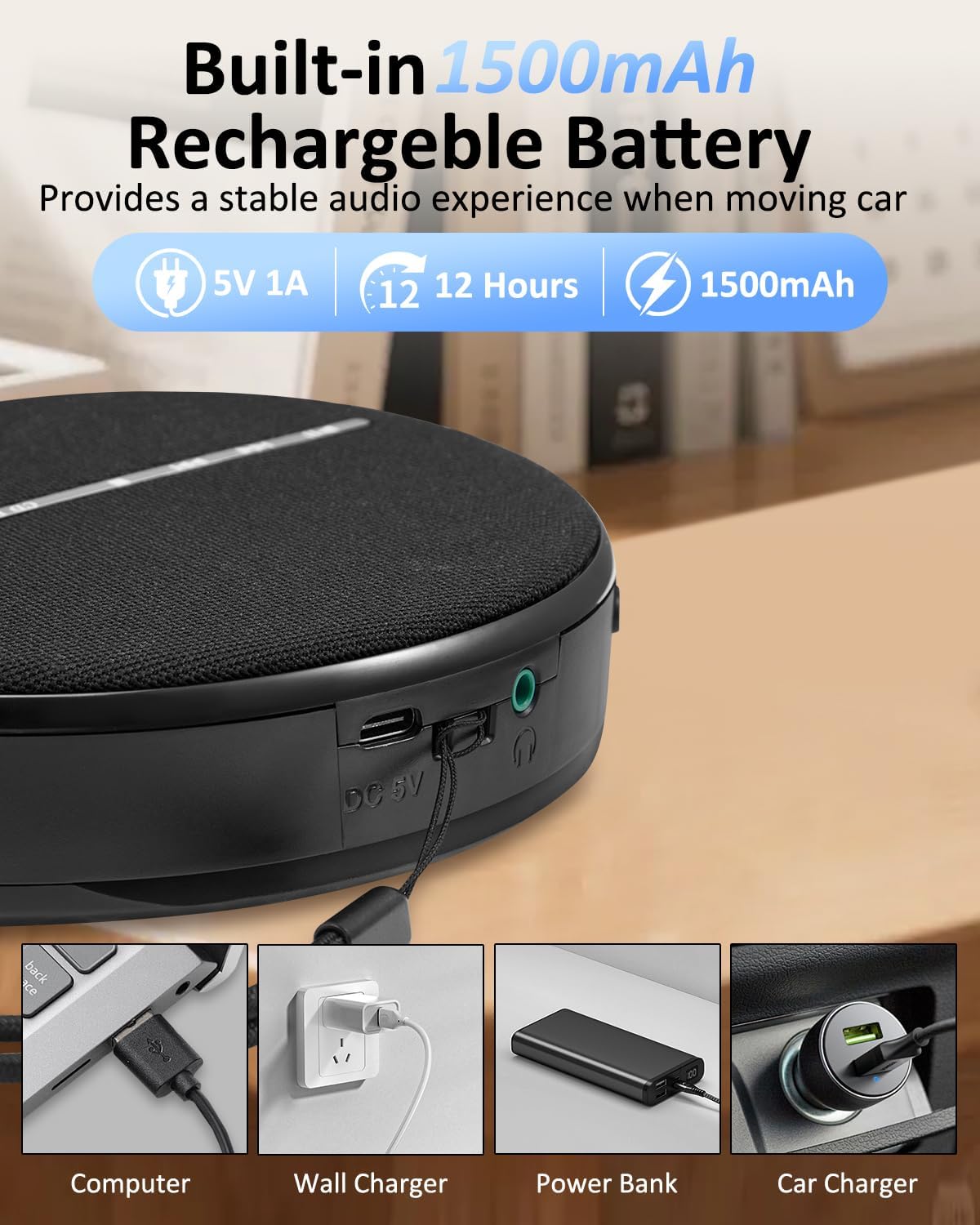 Gelielim Discman Repeat,10 Portable CD Player Bluetooth, Personal CD Player for Car & Home,Small Fabric Music Player