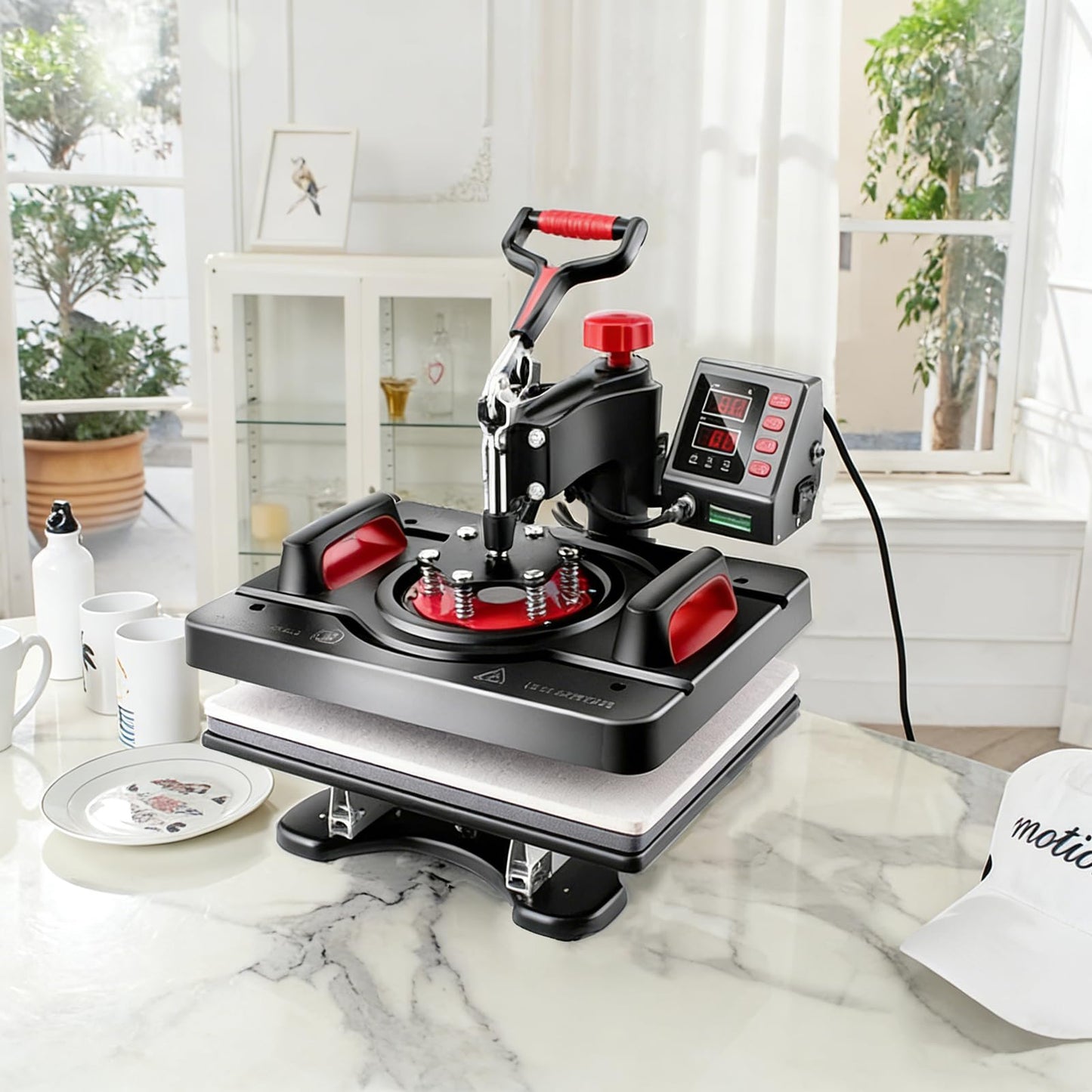 AKEYDIY Professional 8 in 1 Heat Press Machine Sublimation Machine 12" X 15" Shirt Press Machine 360° Swing Away - Industrial-Quality Digital Sublimation Heat Press Machine for T Shirt Mug Hat Plate