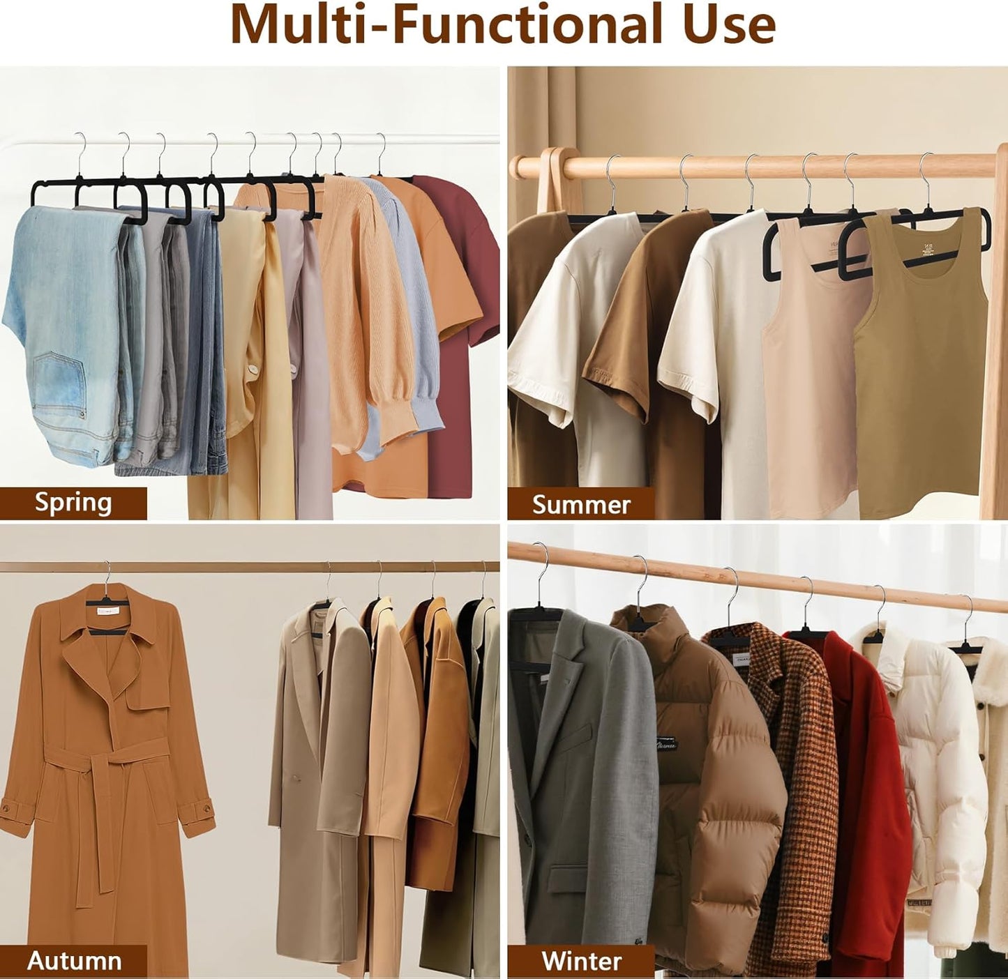 Skiennix 50 Pack Black Velvet Hangers - Non-Slip, Space-Saving Design with 360° Swivel Hook for Pants & Skirts