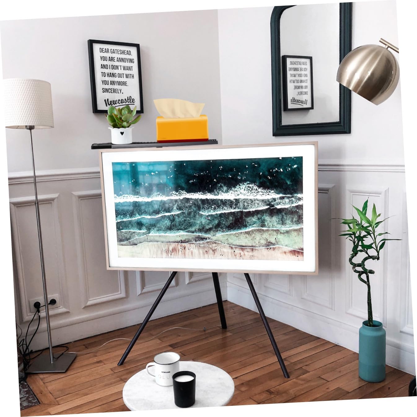 MERRYHAPY Multifunctional Monitor Shelf for Small Spaces No Drill TV Stand for Cable Box Black Screen Storage Bracket