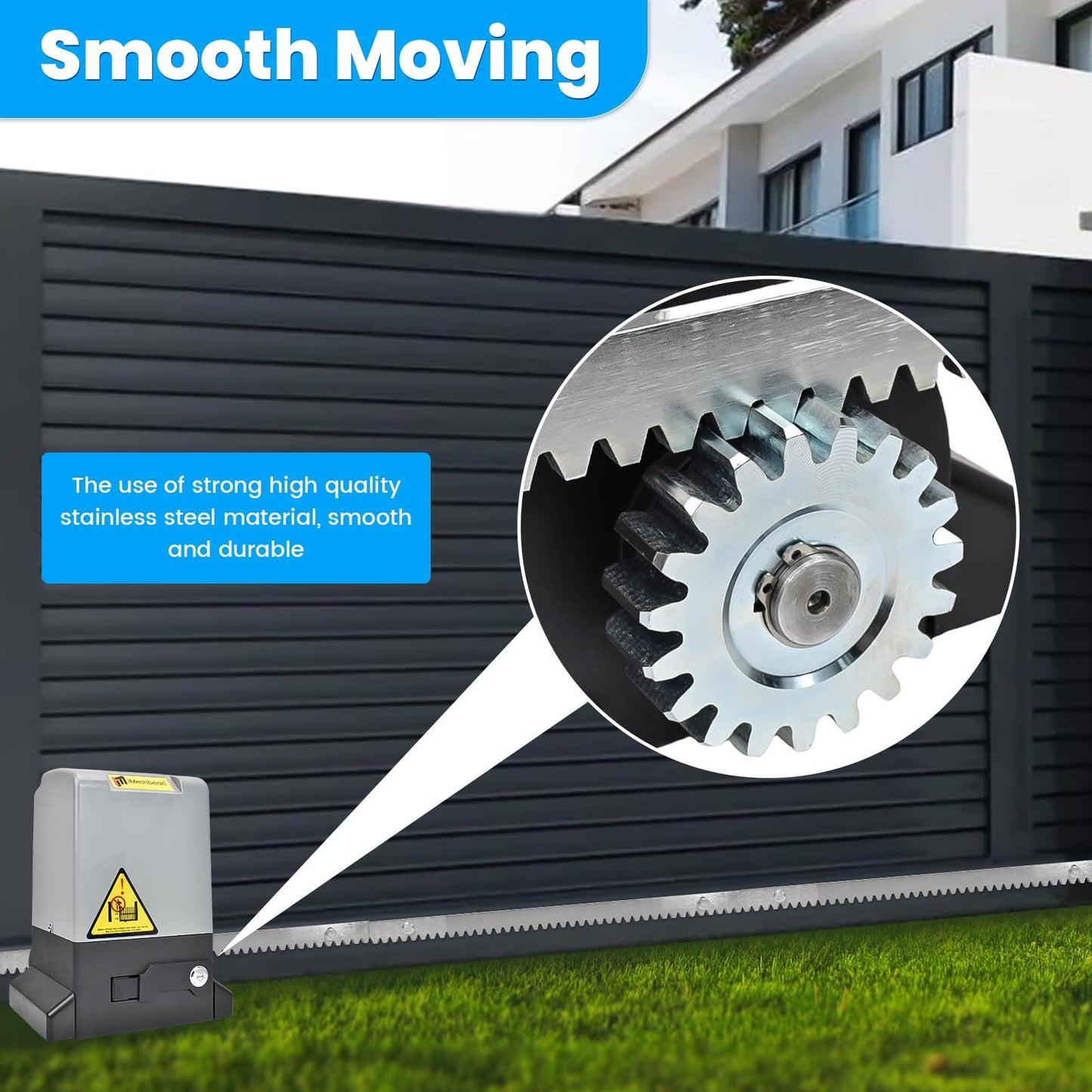 5000LB WiFi Sliding Gate Opener App Control,1200W Heavy Duty Automatic Slide Gate Motor Gear Rack Driven with 4 Remotes,Keypad,IR Sensor,Complete Operator System Kit for Sliding Gate Up to 100FT