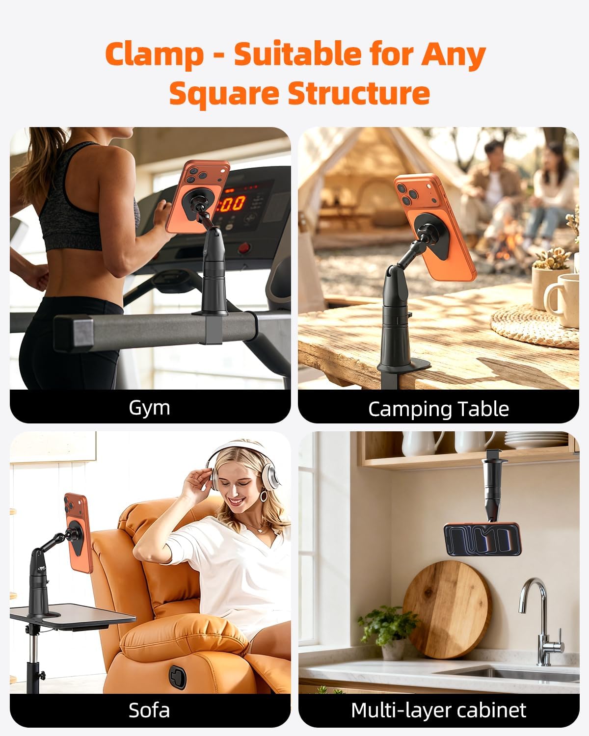 BANGMANG 2 1 17 16,15, 14, 13 12 in Magnetic Phone Holder Desk Mount, Cell Phone Clamp Clip for Pole Desk, Magnetic