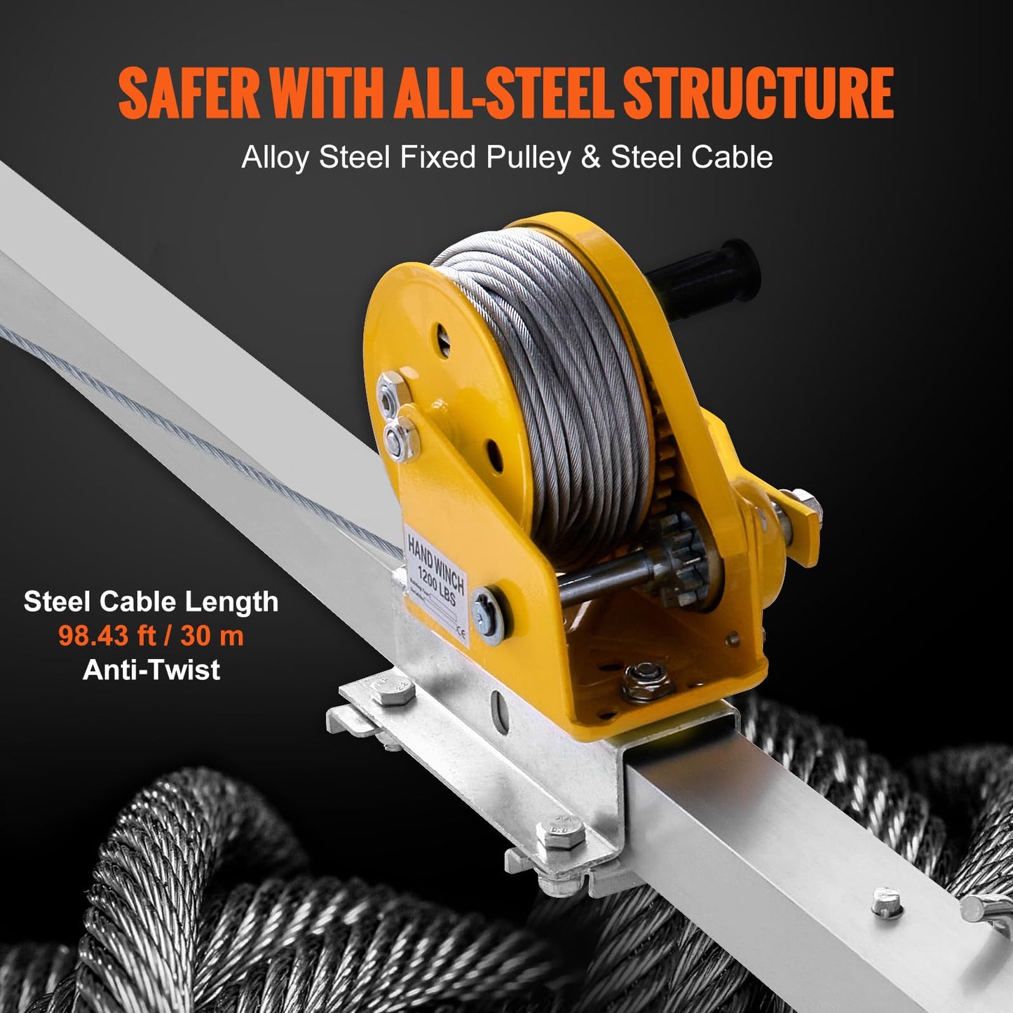 VEVOR Confined Space Tripod Kit, 1200 lbs Winch, Confined Space Tripod 7' Legs Bracket and 98' Cable, Confined Space Rescue Tripod 32.8' Fall Protection, Storage Bag for Traditional Confined Spaces