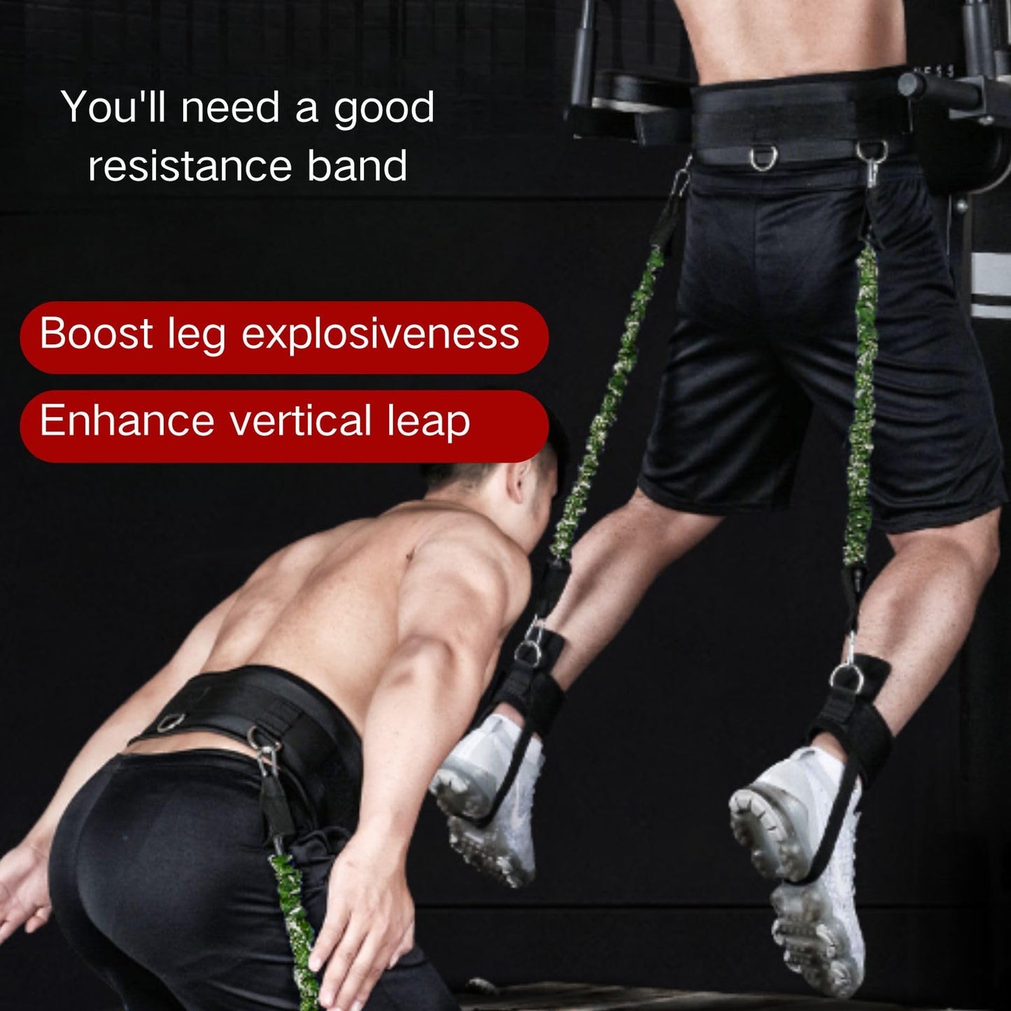 Vertical Jump Trainer, Ankle Resistance Bands Set Workout Equipment for Leaping Fitness Basketball Volleyball Football Tennis Jumping Strength Training Equipment