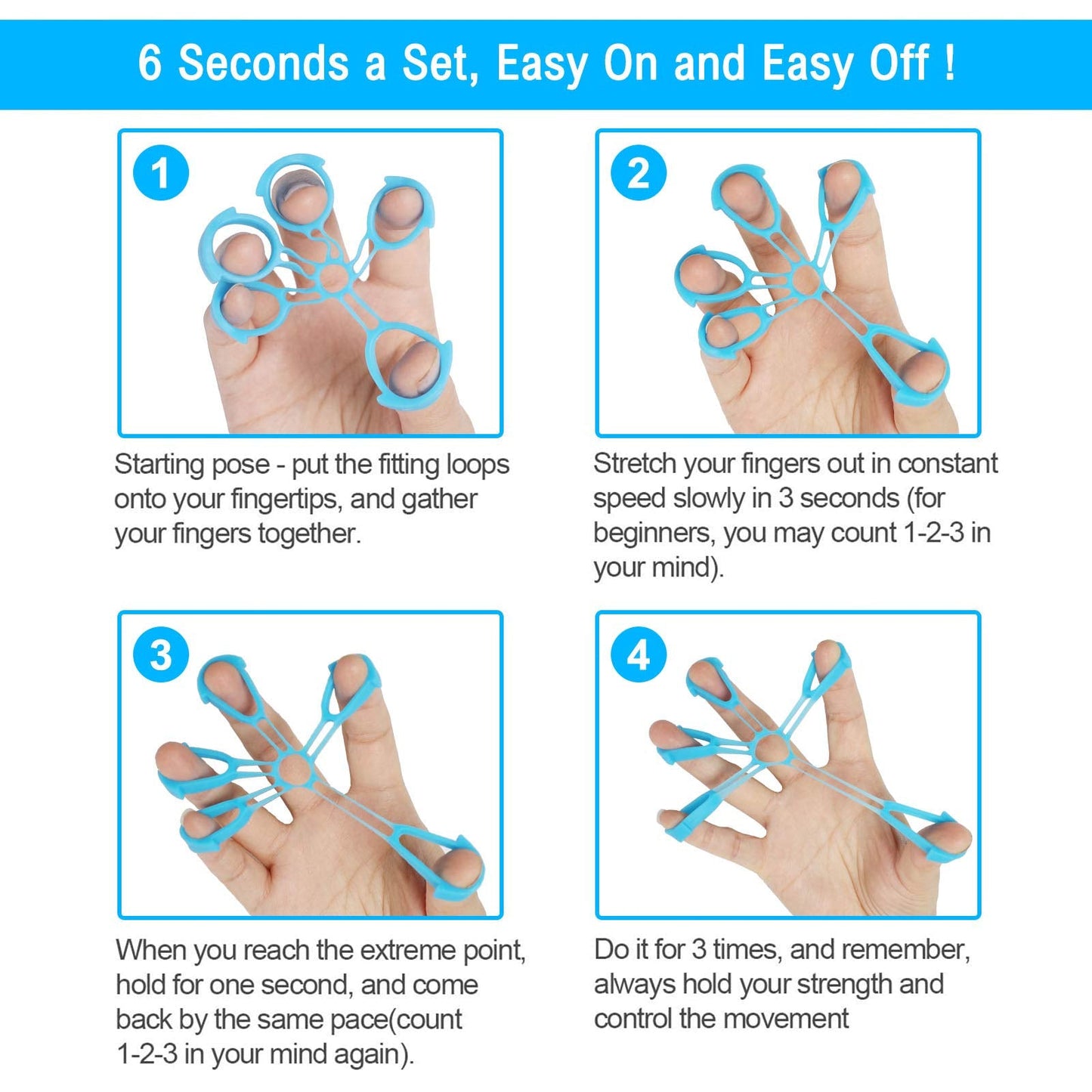 Fanwer Finger Strengthener & Finger Stretcher Hand Extensor Exerciser Set for Arthritis Carpal Tunnel Exercise to Improve Grips Performance for Elderly (3 Levels)