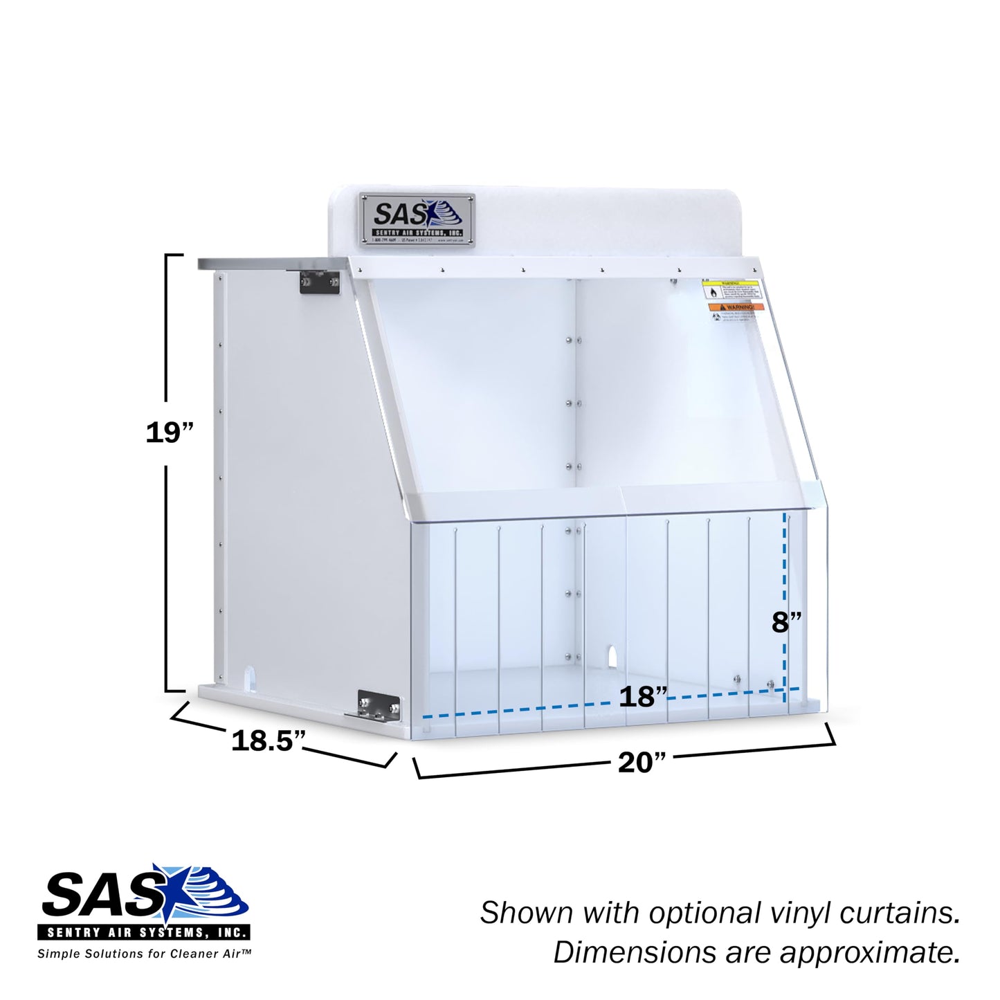 18" Wide Ducted Fume Hood, Exhaust Hood for Laboratory Control, Chemical Fumes, Pharmaceutical Compounding, 3D Printing, and Other Odors