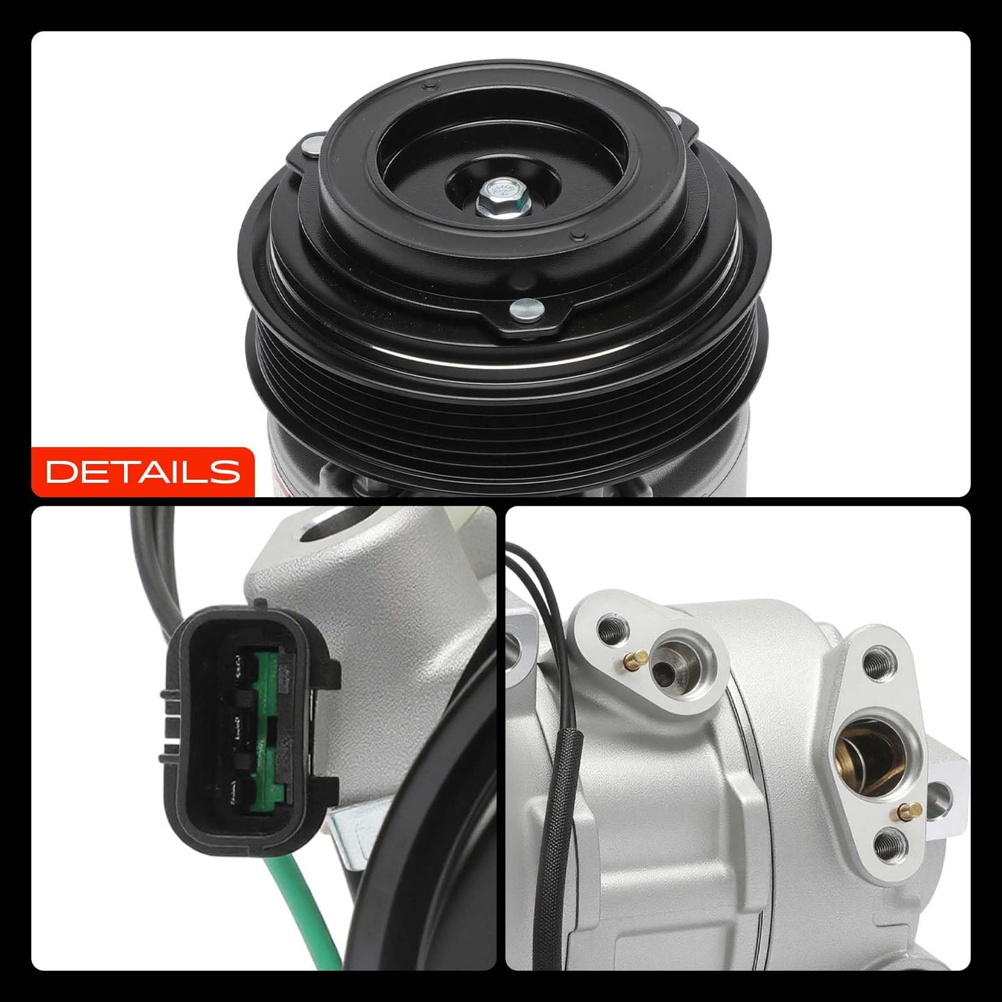 A-Premium Air Conditioner AC Compressor with Clutch Compatible with Hyundai Venue 2020 2021 2022 2023, 1.6L, With DVE12 Compressor, with 6-Groove Pulley