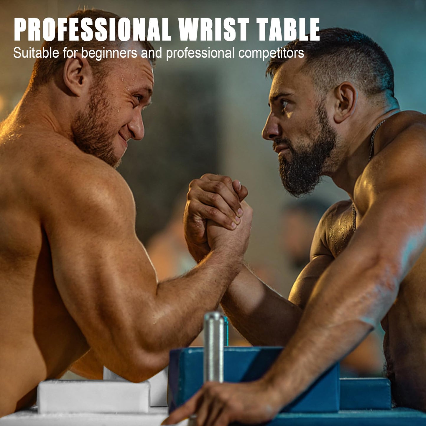 INNOLIFE Professional Arm Wrestling Battle Table, Arm Strength Training Equipment Competition Training Arm Wrestling Table for Use in Home Gym, Blue & White