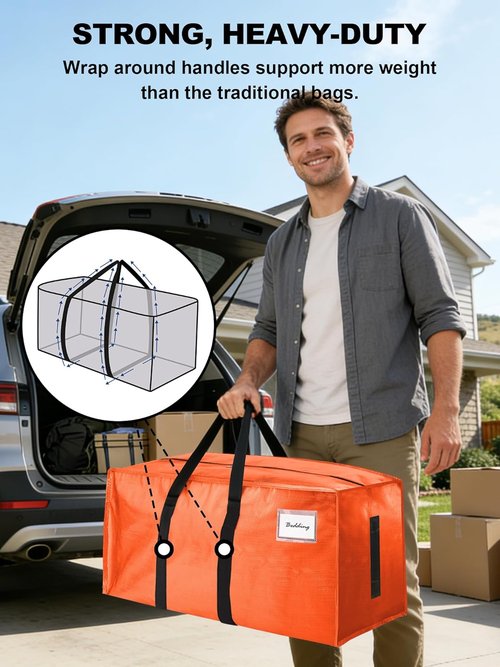 HOMESURE Large Water-Resistant Moving Bags - Heavy Duty Storage Totes with Zippers & Handles | 4 Pack, Multicolored