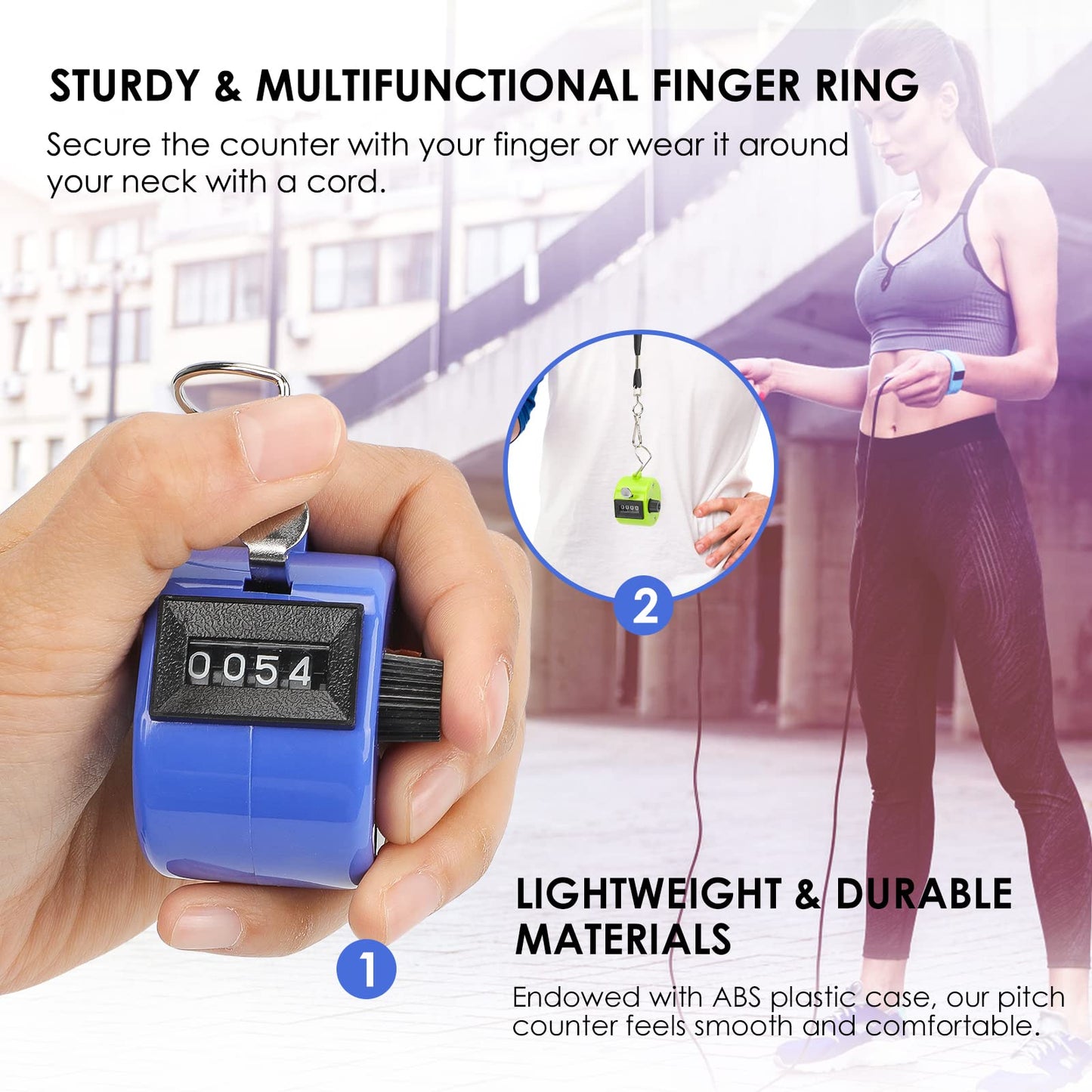 KTRIO Pack of 6 Colors Handheld Tally Counter, 4-Digit Clicker Counter for Knitting Stitch & Golf, Mechanical Pitch Counter for Coaching, Fishing, Lap, People Counting, Fidget & Toddler