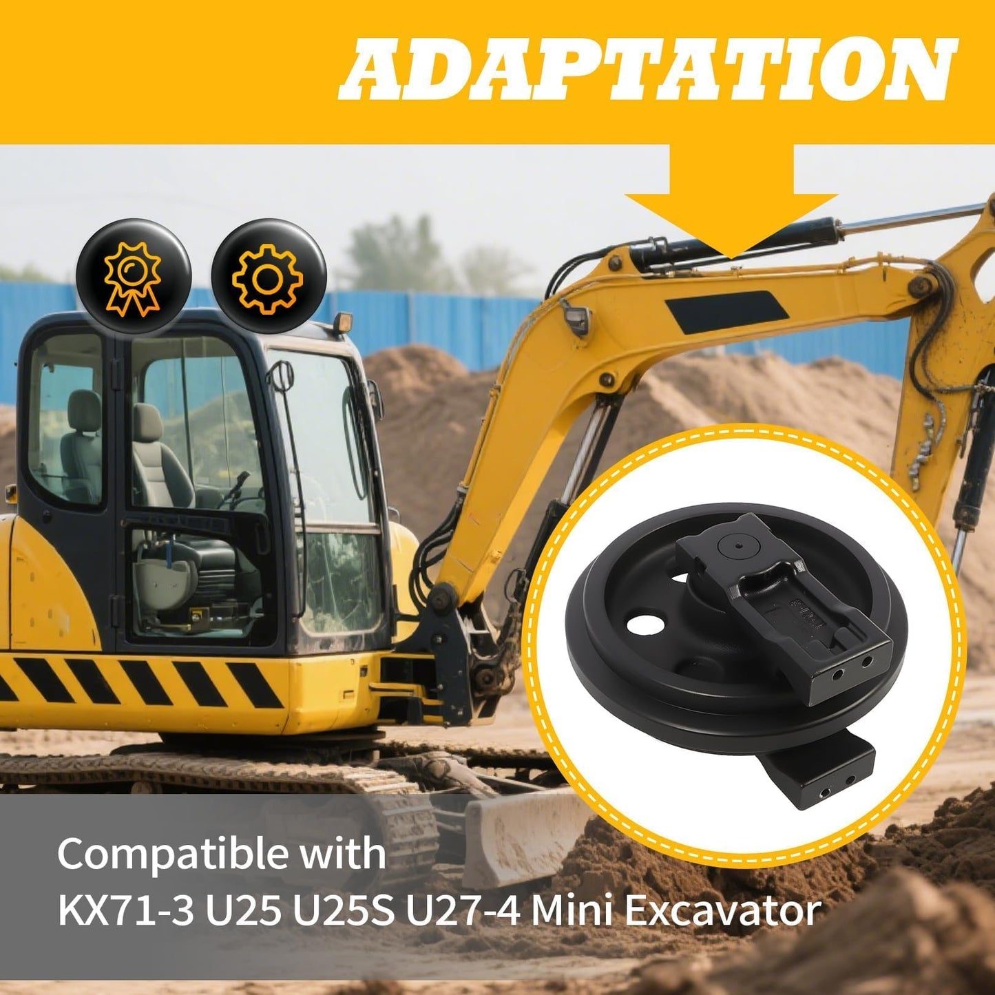 Jecoupoon RC348-21304 Front Idler Pulley Compatible with KX71-3 U25 U25S U27-4 Mini Excavator Replace RC348-21302