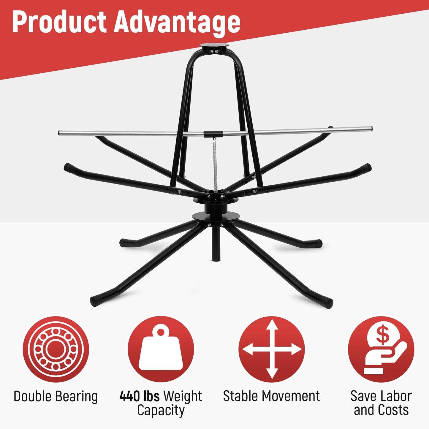 Heavy Duty PEX Piping Uncoiler, PEX Uncoiler for 3/8'' to 1'' or 5/8'' to 1'' Pex Tubing, Multi-function Foldable Pipe Dispenser for Water Tube, Underfloor Heating Pipe, Maximum Load of 440 Pounds
