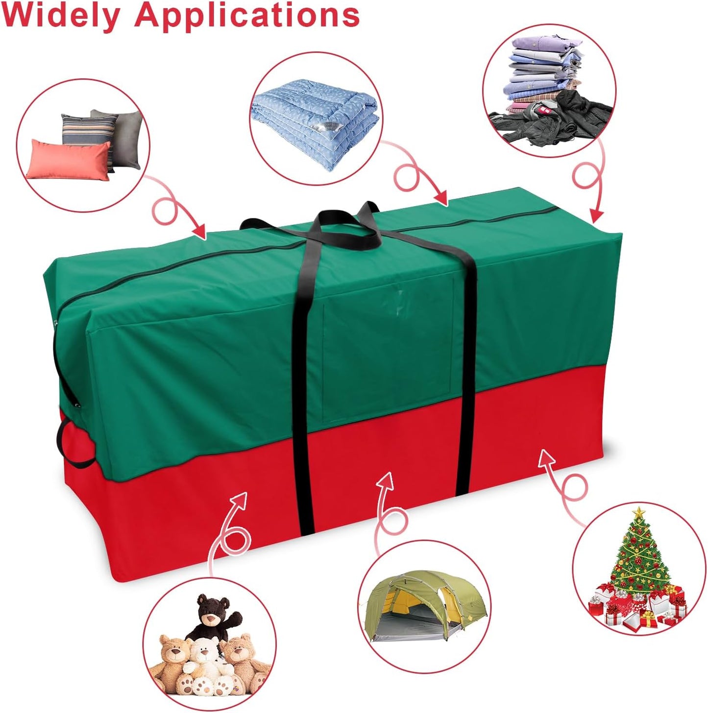 Skiennix Christmas Tree Bag - Heavy Duty 600D Oxford Material for 8 Ft Trees | Dampproof Storage with Reinforced Handles & Dual Zipper