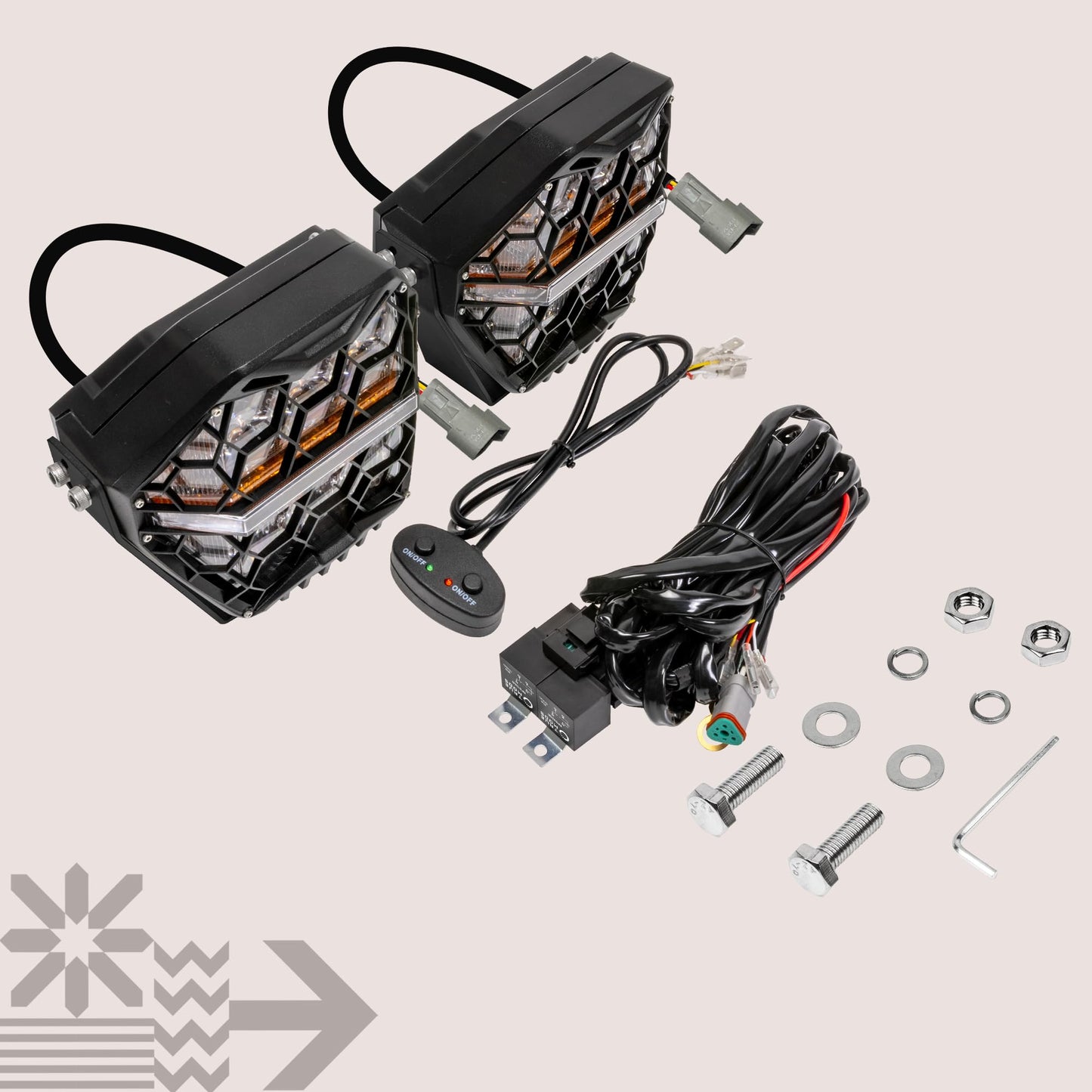 TRUE MODS 7 inch Round LED Offroad Light with DRL; 7" LED Pods Side Shooter Driving Light Pair Set [Amber Turn Signal] Off-Road Fog Lights for UTV ATV Jeep Wrangler SxS 4x4 Truck Pick-Up Auto - Black