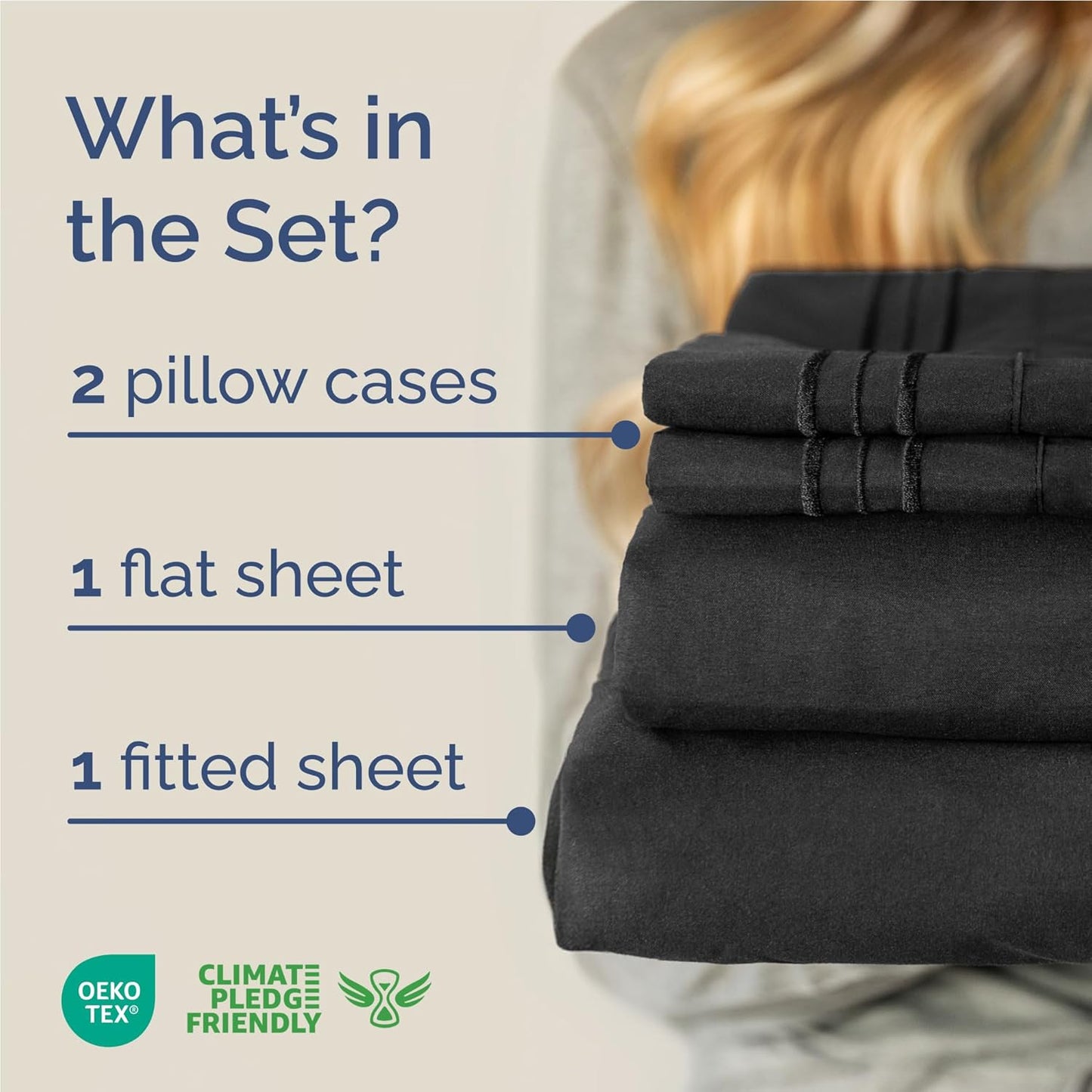 Skiennix Full Size 4-Piece Sheet Set - Comfy Cooling Bed Sheets | Ultra-Soft, Deep Pockets, Black