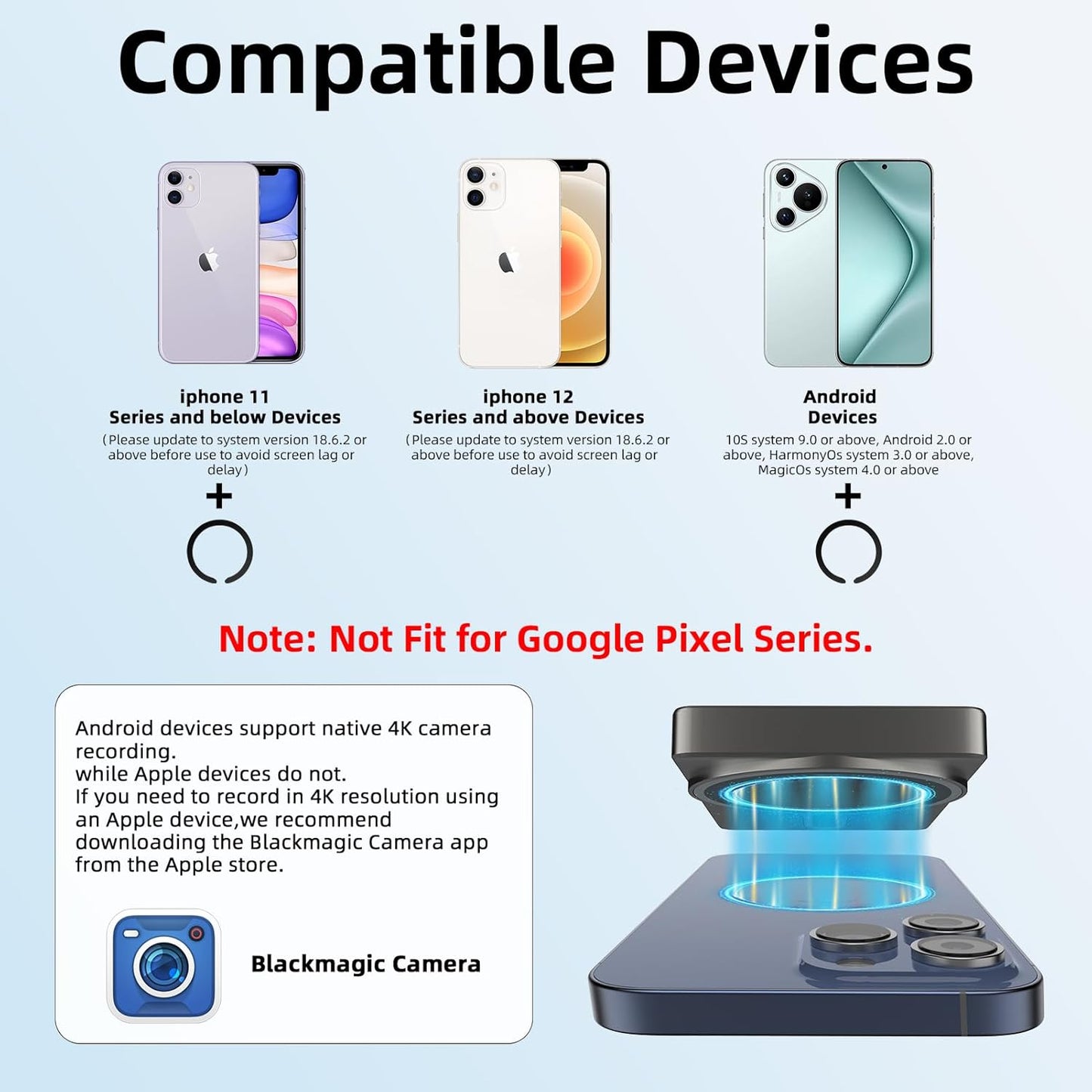 CONNOVA Control,1080P Phone Vlog Selfie Monitor Screen,Magnetic Mount Wireless Connection with Remote Wireless