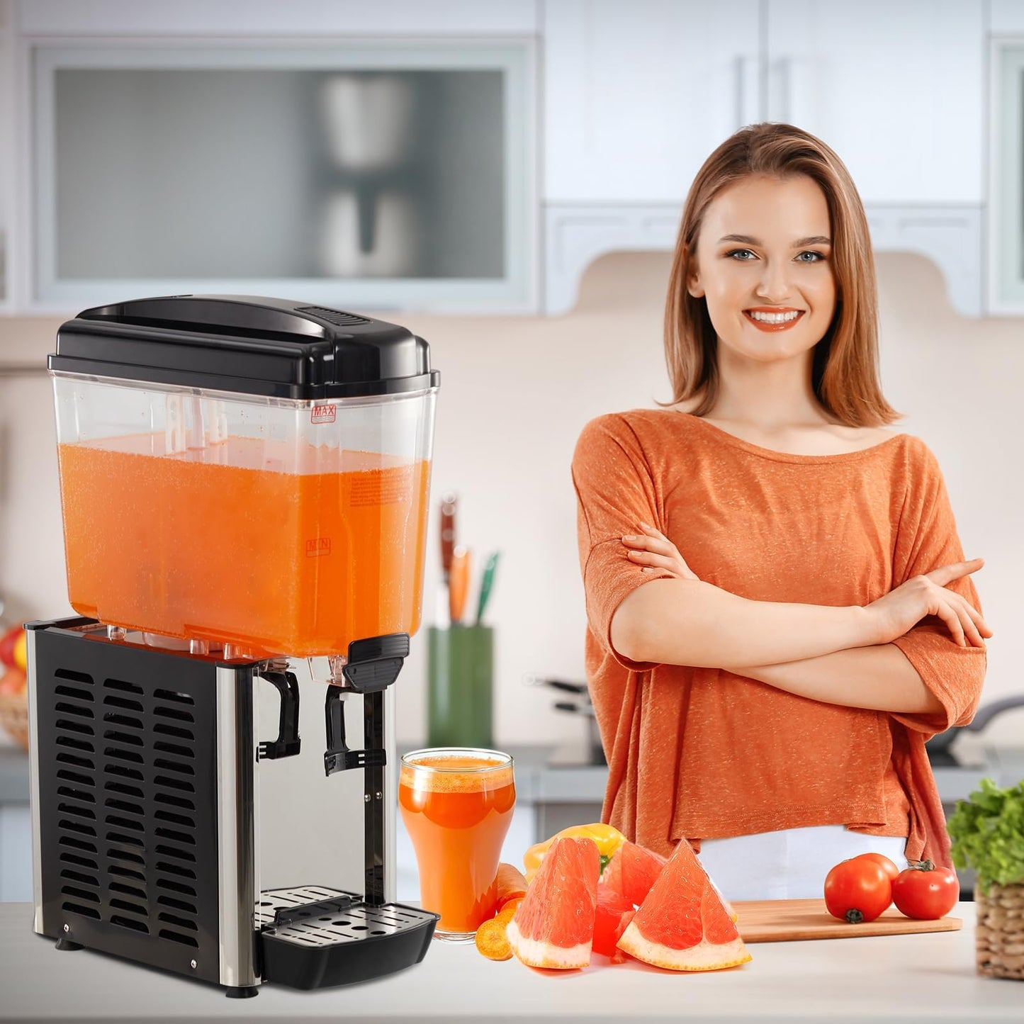 4.8 Gal Commercial Beverage Dispenser with Thermostat Controller, Food Grade Stainless Steel Drink Dispenser for Parties, Restaurants & Hotels, Ideal Juice Dispenser for Cold Beverages