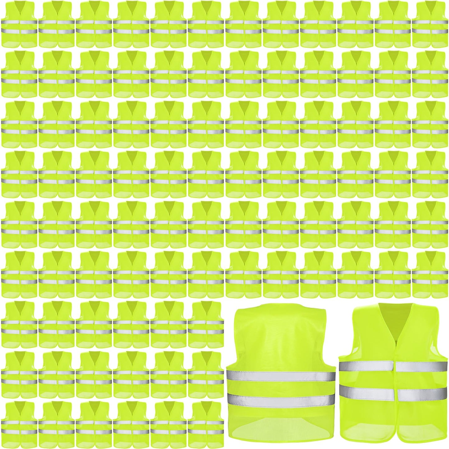 JaGely High Visibility Safety Vest Bulk Reflective Mesh Security Vest for Men Women Work Cycling Runner Neon (100 Pack)