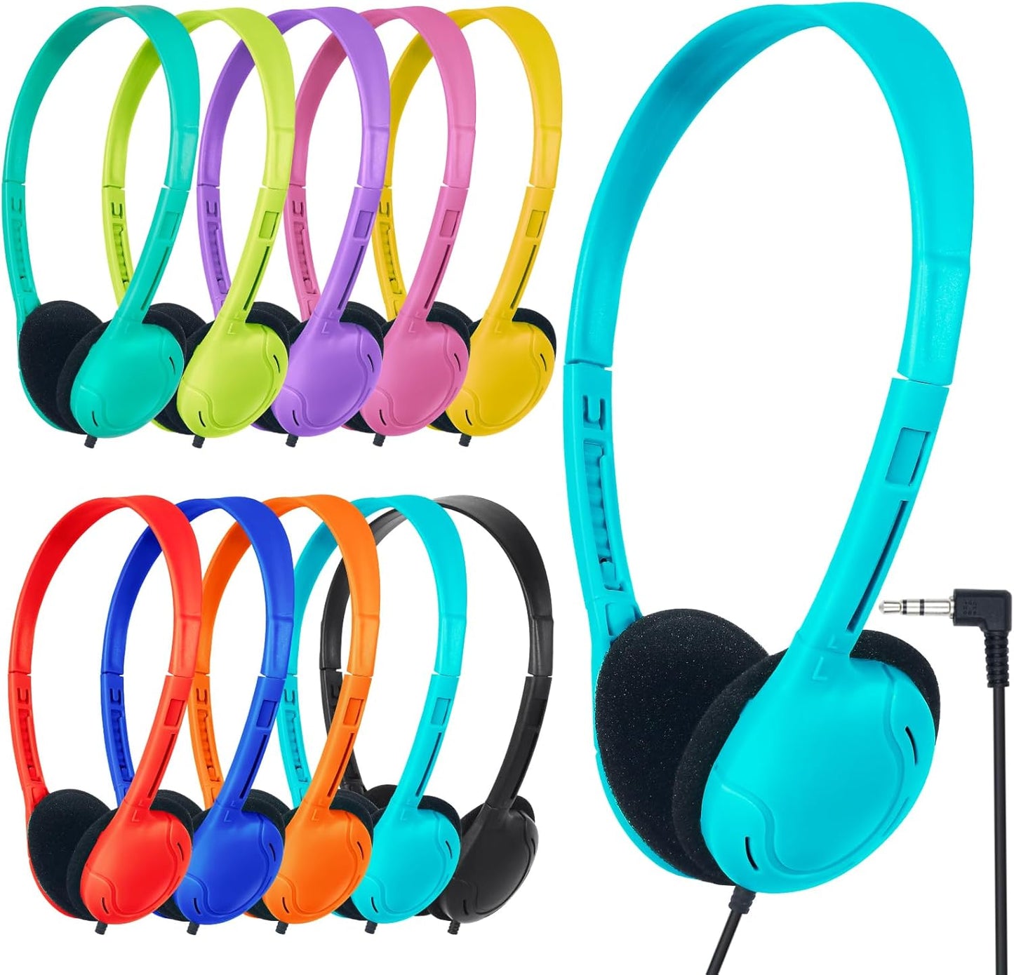 15 Pack 3.5 mm (10 Kids Headphones Bulk for School Classroom Wired Headphones for Kids Students Children Boys Girls