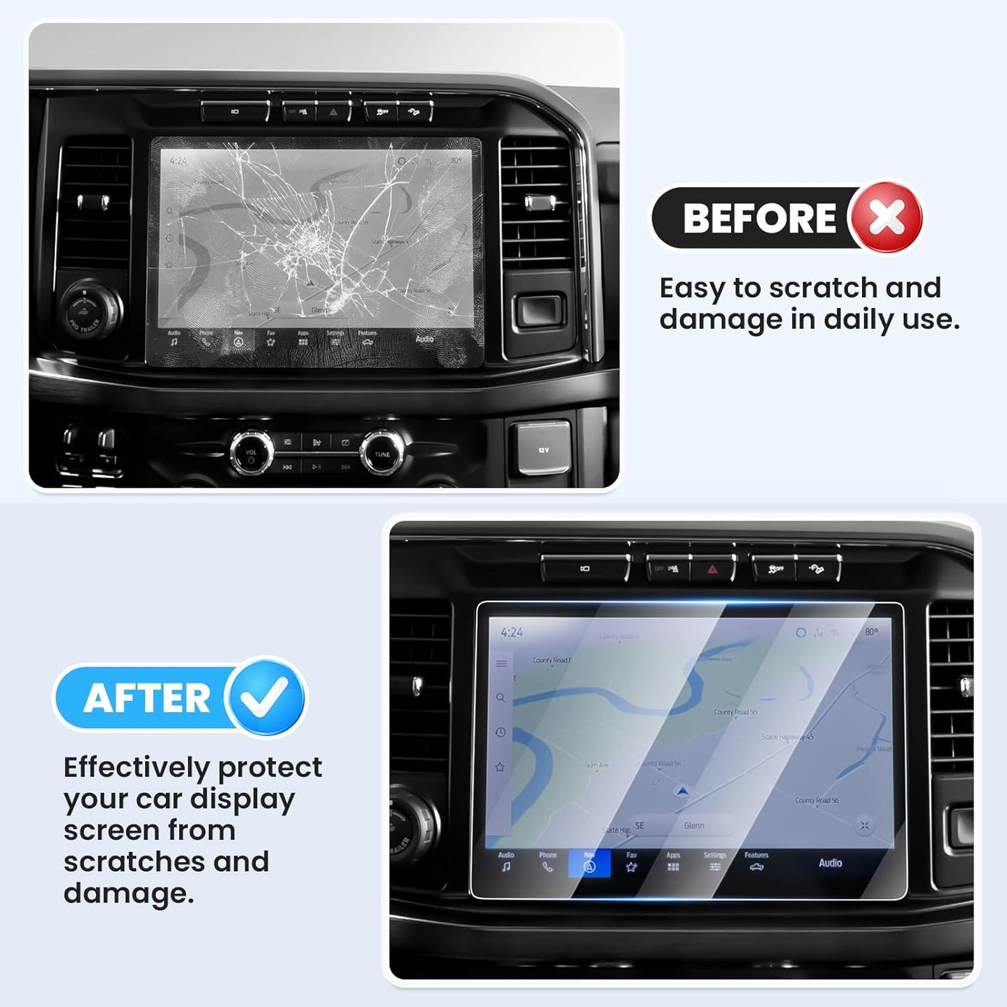 2PCS 2023-2025 2026 F250 F350 F450, 12 Inch Canvcle Screen Protector for Ford Super Duty Touch Screen Protector