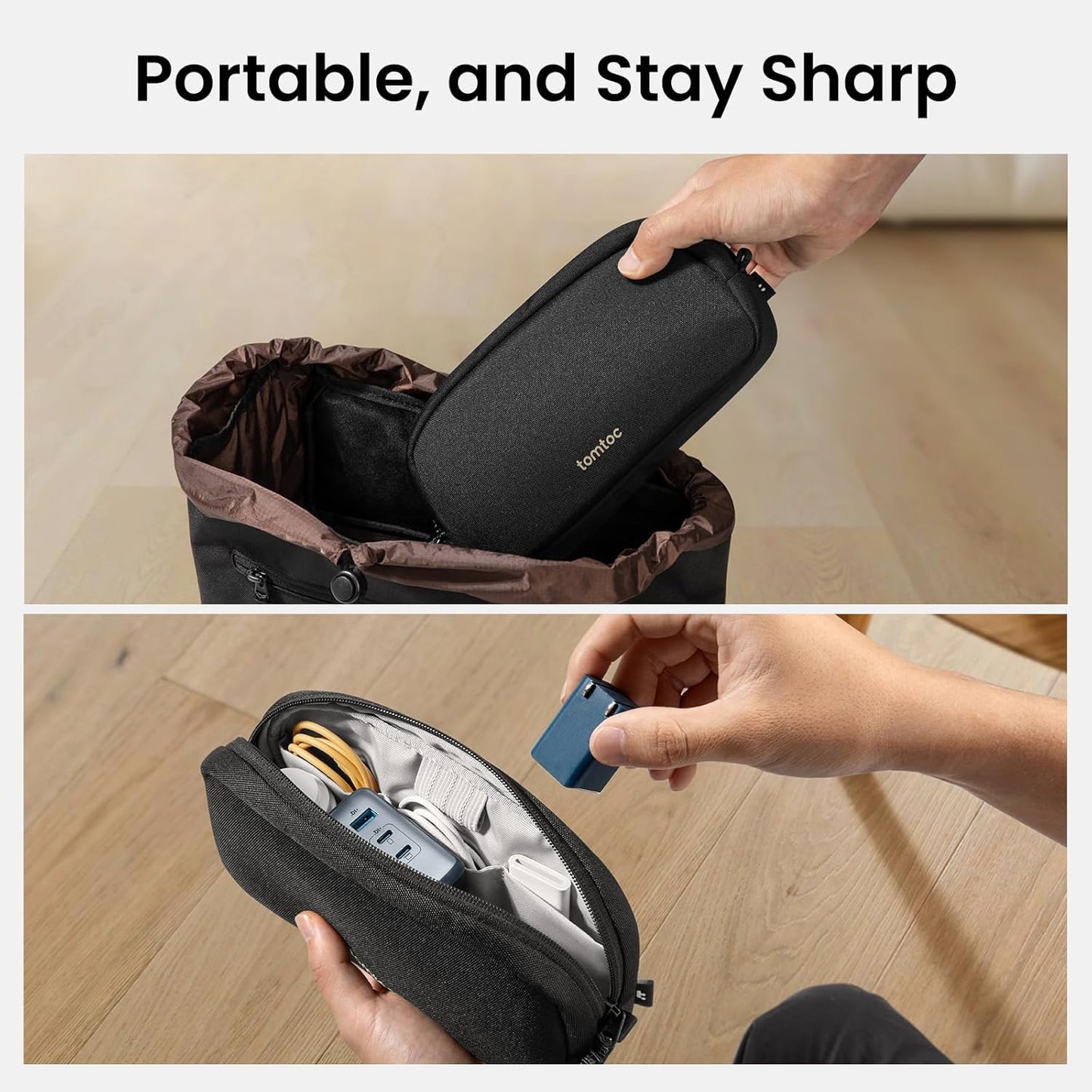tomtoc Electronics Organizer Travel Case, Water Resistant Travel Bag Cable Organizer for Essentials, Tech Pouch
