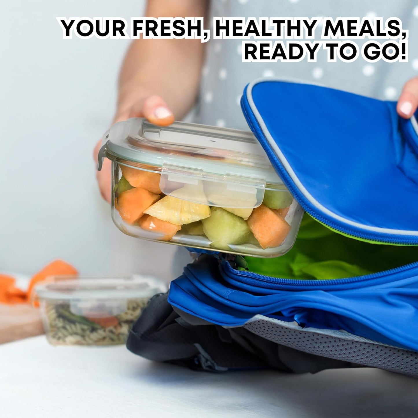 Razab Glass Food Storage Containers Set - 6 PC Airtight Meal Prep Containers | 74, 40 & 18 oz, Freezer Safe