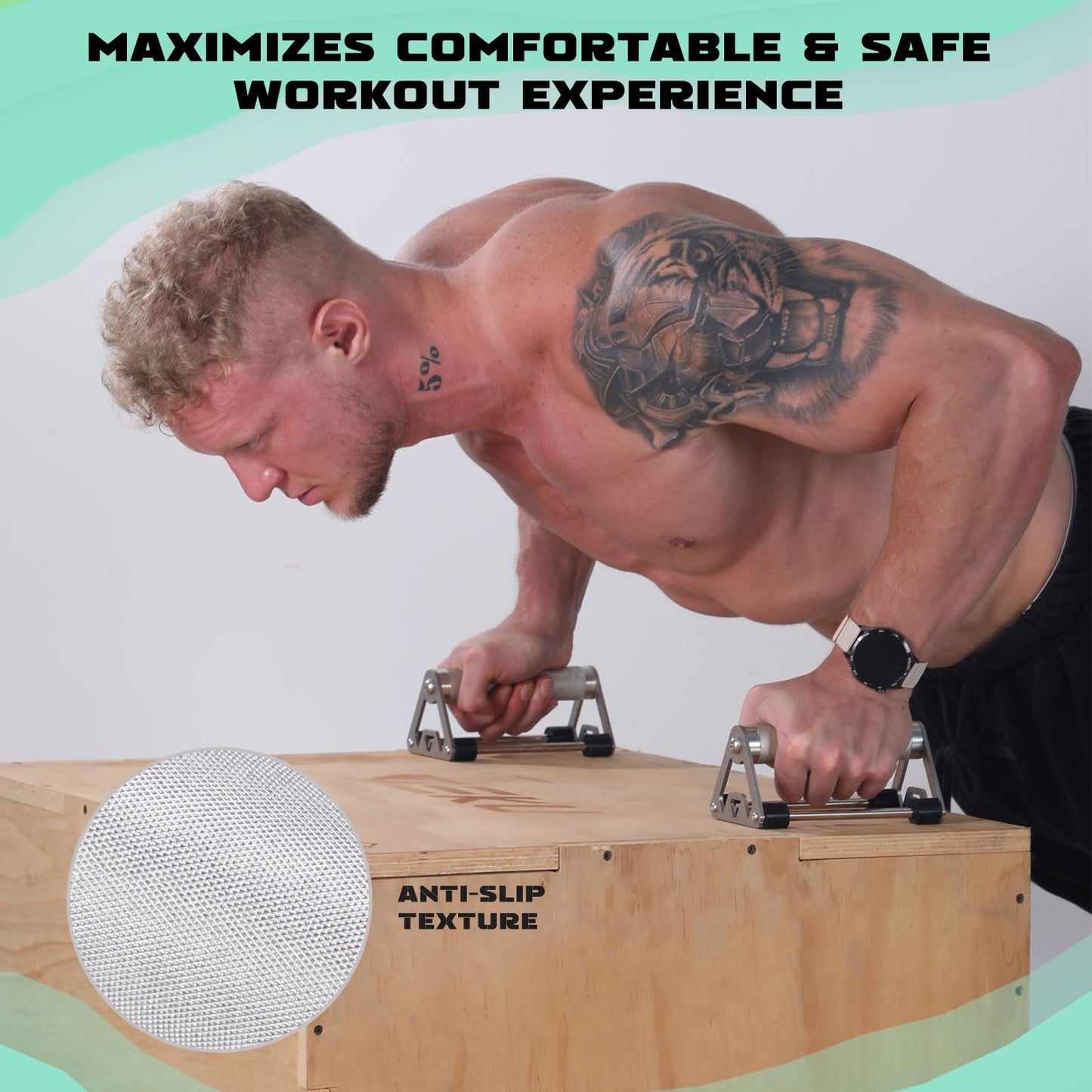 GEKU FIT Push Up Stand, Pushup Handles with Aluminum Alloy Grips for Strength Training, Heavy-duty Push Up Bars with Anti-slip, Odor-free Silicone Pads,1 Pair