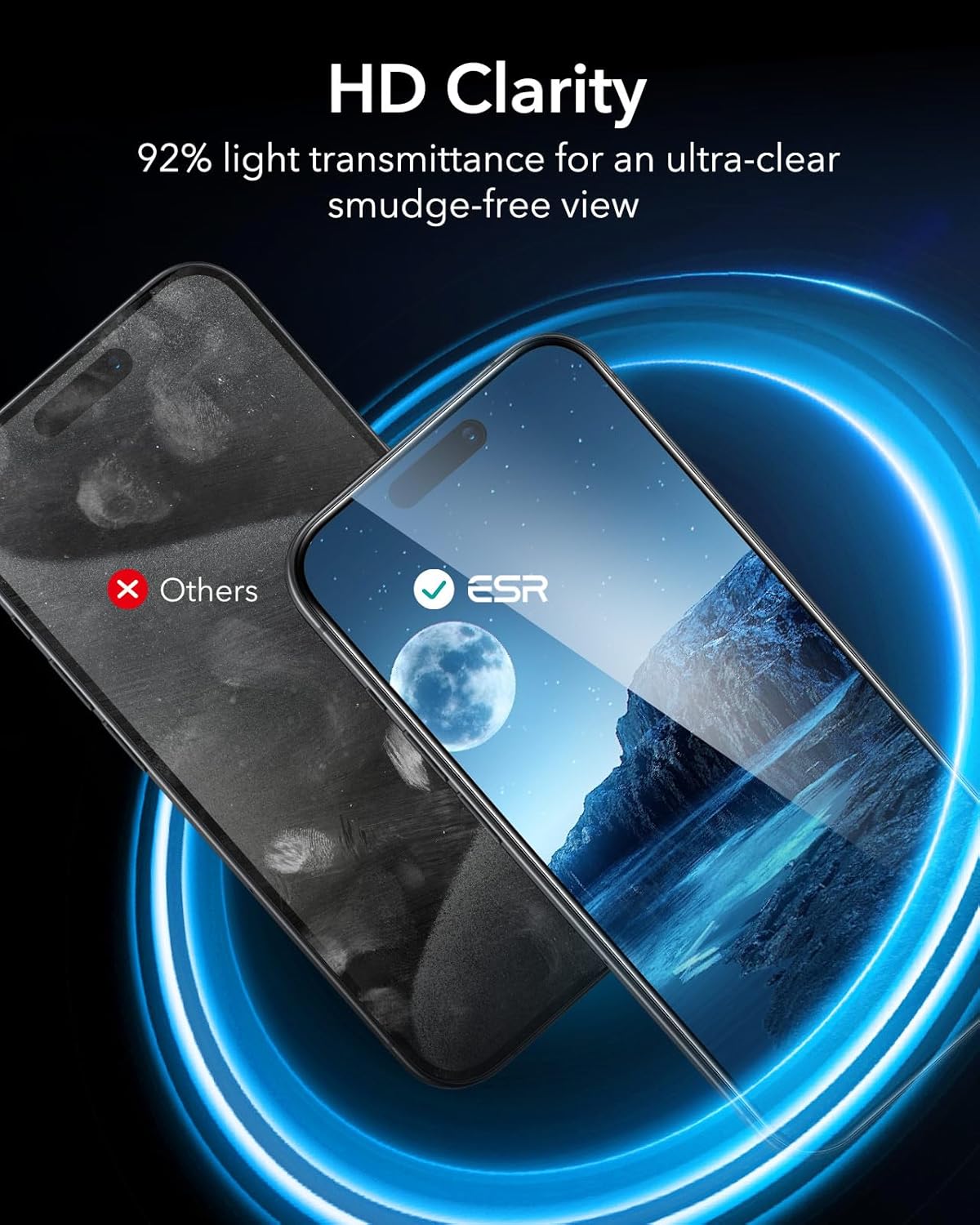 3 Pack 16 [9H ESR for iPhone Pro Screen Protector, Hardness] [Military Grade Shatterproof] Tempered Glass Film