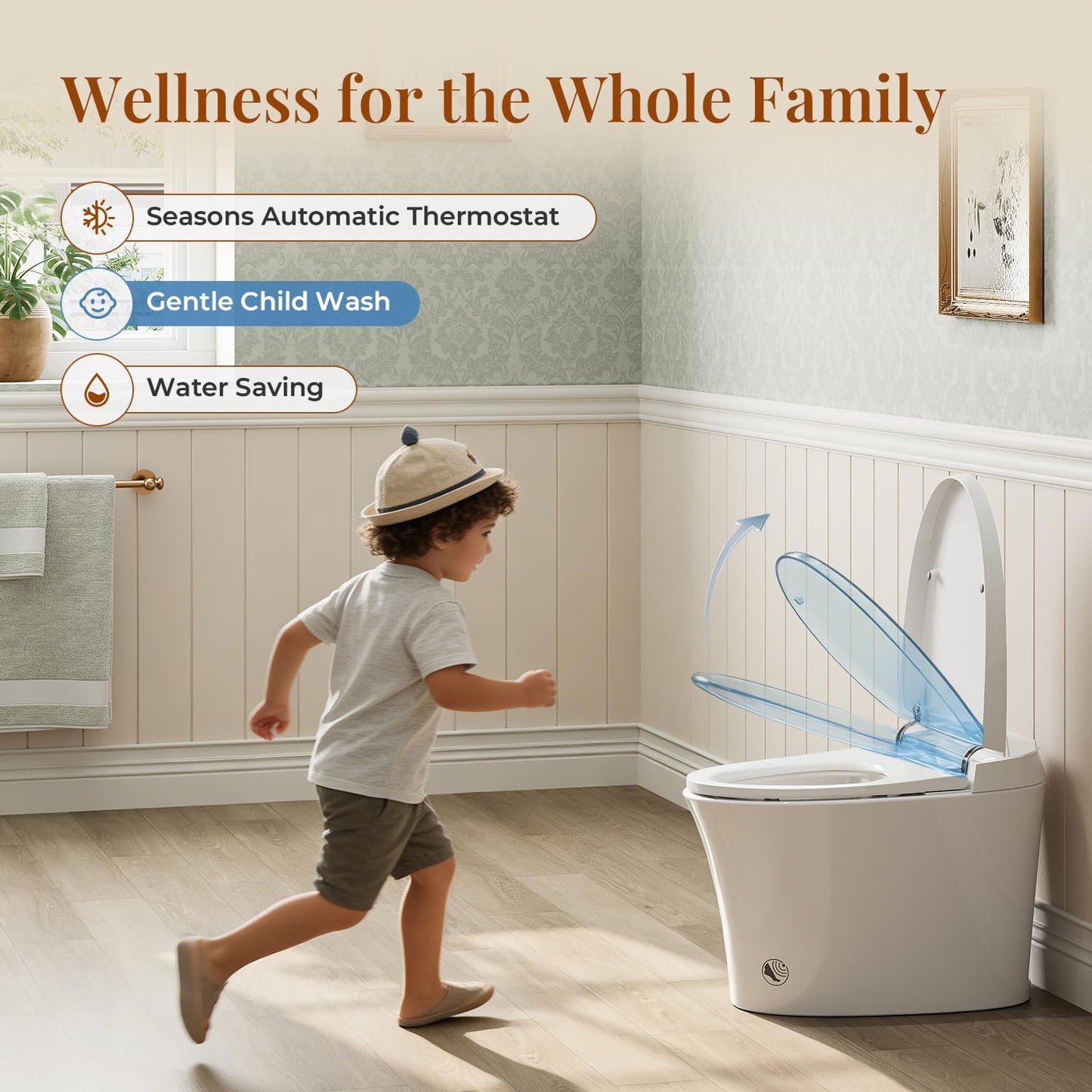 Uncle Brown ST12U Smart Toilet, Bidet Toilet with ADA Height, UVC-Clean Water & PlasmaClean Technology for Enhanced Comfort & Hygiene, Auto open/close lid, Remote Control, Easy-clean