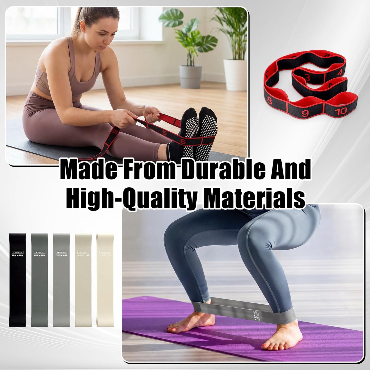 Thenshop 11 Pcs Exercise Balance Pad and Yoga Kits for Home Workouts with Resistance Bands, Yoga Blocks, Stretch Strap, Massage Ball, Pilates Socks Fitness and Stability Training Physical Therapy