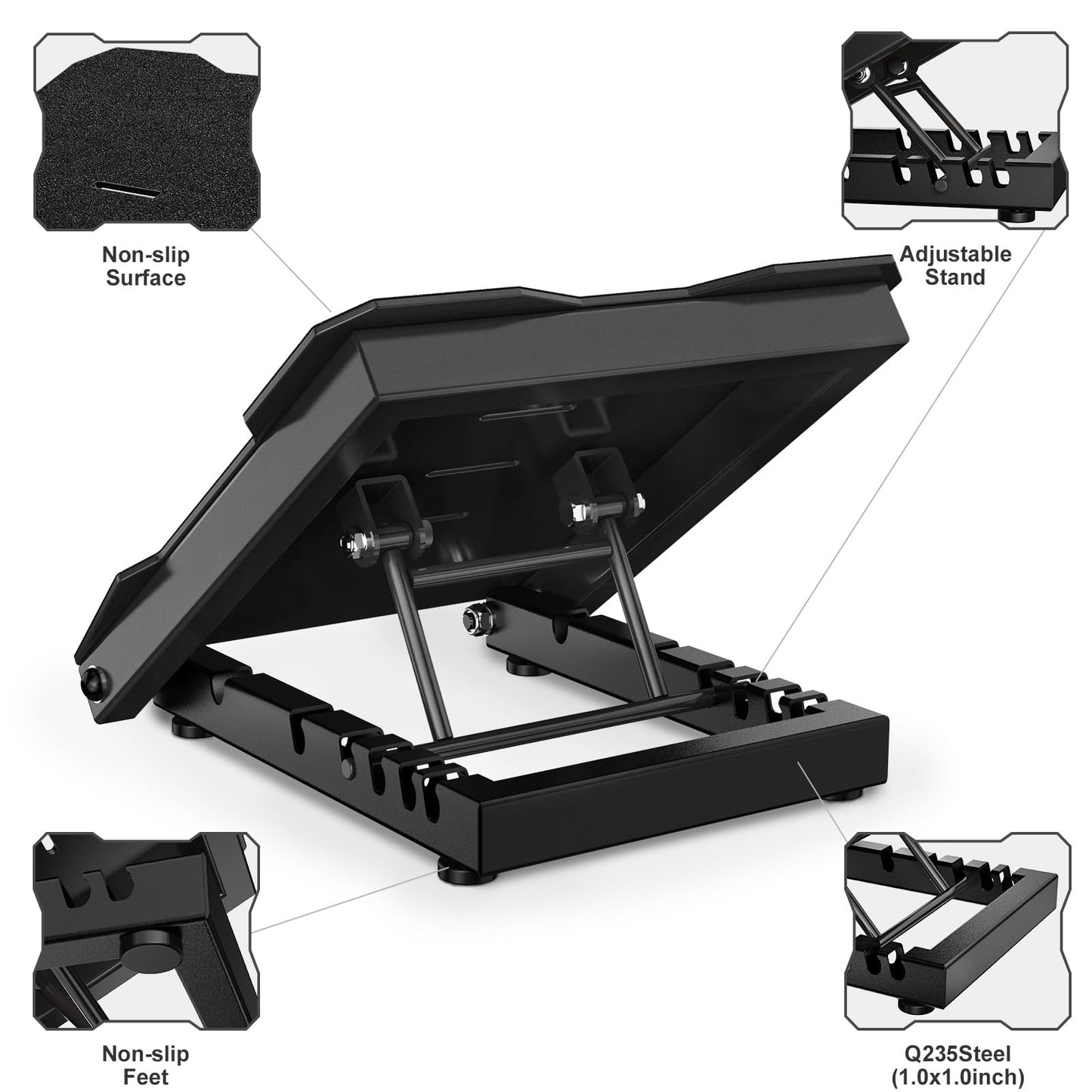 YONKFUL Steel Slant Board Calf Stretcher, 600 Lbs Weight Capacity 5-Level Adjustable Incline Board Squat Wedge Achilles Ankle Stretcher Non-Slip Surface for Squat, Fitness, Physical Therapy, Black