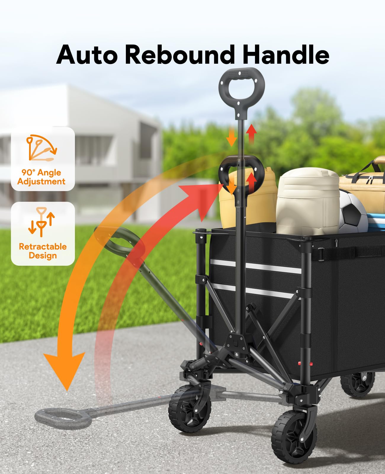 Raynesys 3 in 1 Collapsible Wagon Converts to Bench, 220lbs Foldable Wagon Cart with Wheels, 120L Shopping Cart for Groceries Folding Utility Wagon for Beach, Garden, Camping, Sport, Black