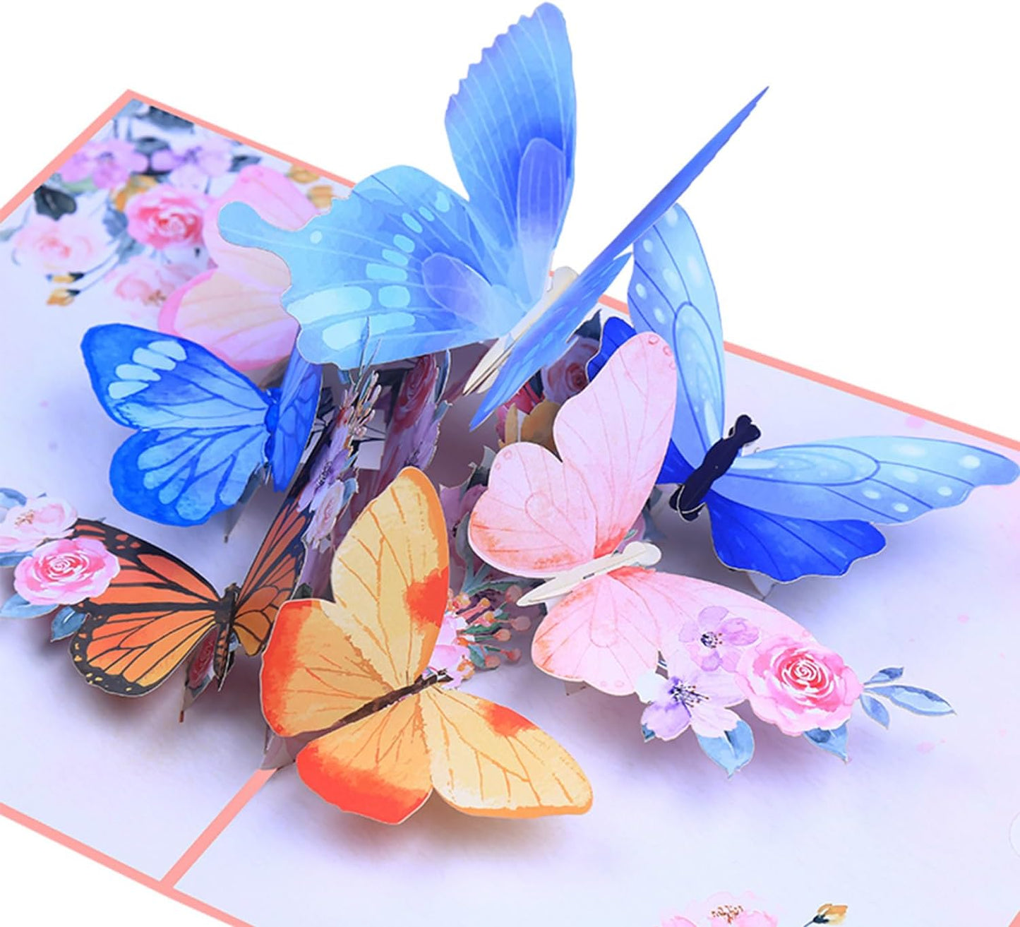 ROBBEAR 3D Butterfly & Flower Pop-Up Greeting Card - Handmade for Birthdays, Mother's Day & Anniversaries