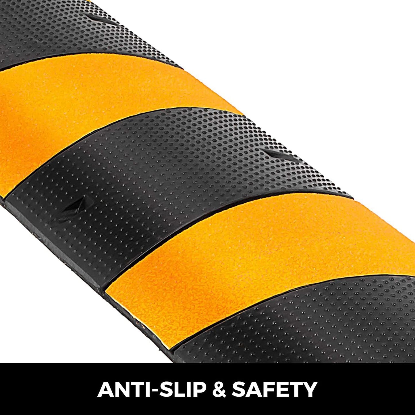 VEVOR 2PCS 6 FT Rubber Speed Bump Driveway, Heavy Duty Cable Floor Cord Protector Cover Ramp,2-Channel Speed Bumps for Road Garage Gravel Roads Asphalt Concrete, 72.4 x 12 x 2.4 Inch