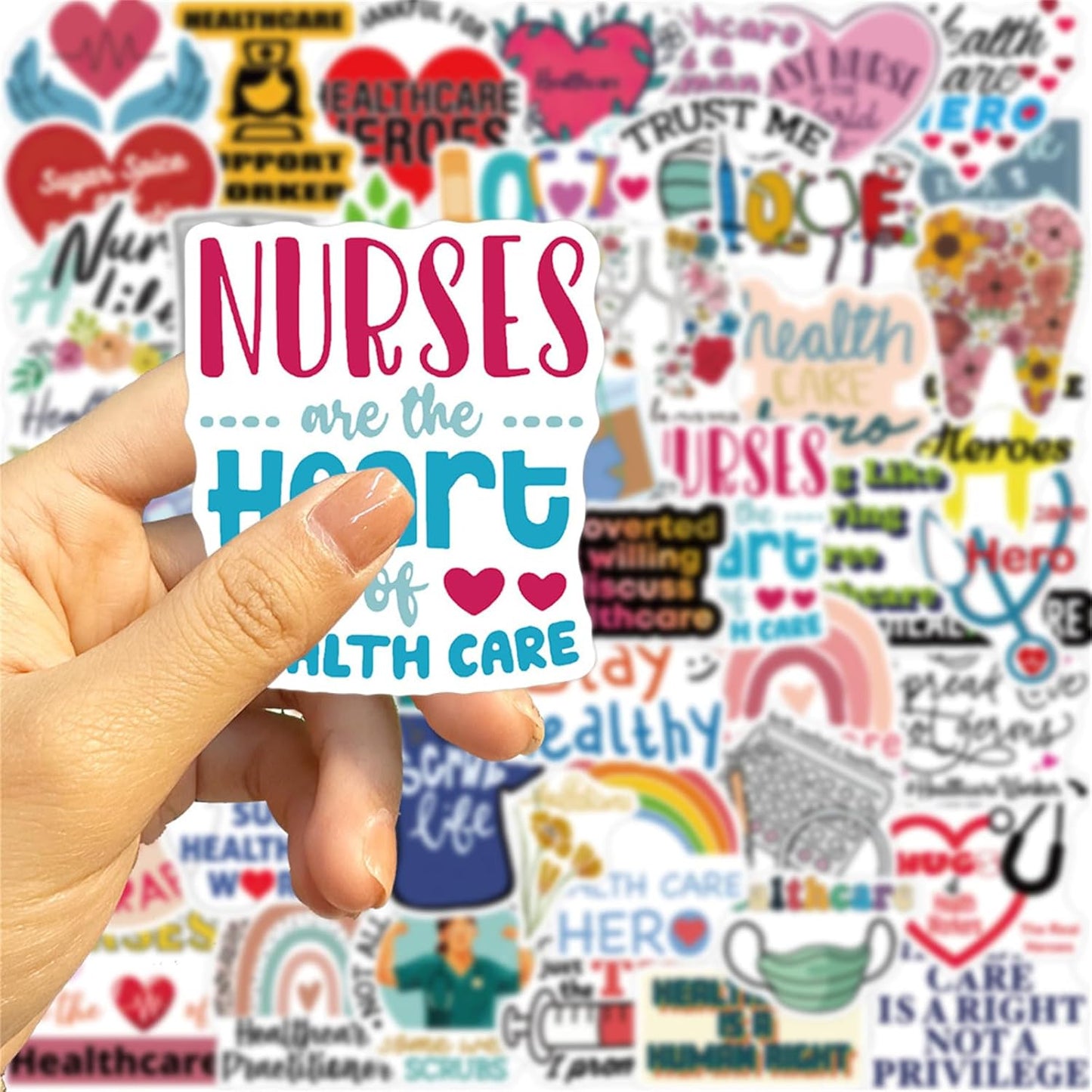 Cetagi 50 Pcs Health Care Stickers Doctor Nurse Sticker Medical Science Equipment Waterproof PVC Decal Human Body