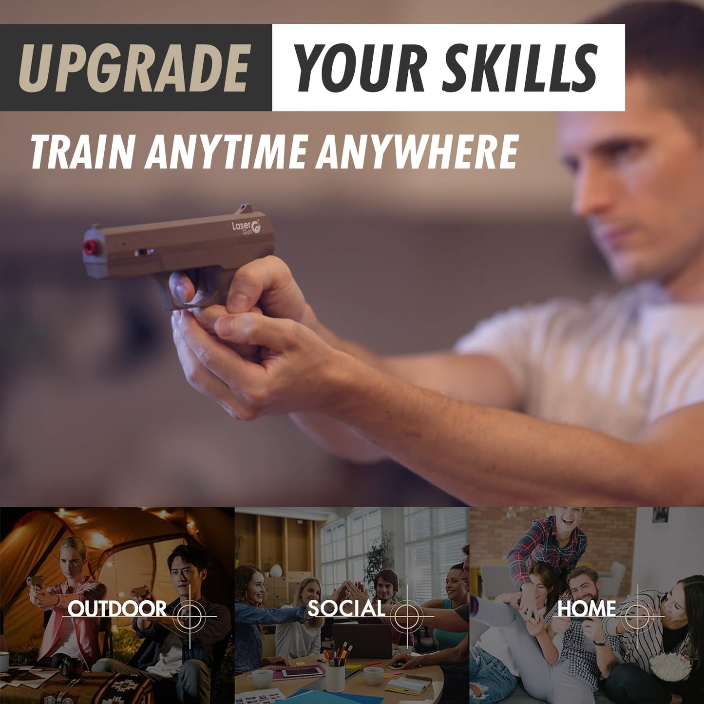 GoShot Laser Training System for Home Practice, Interactive Training Target with Laser Hit Detection & Timed Modes for Engaging Practice, Includes 2 Pistols, Class I Output <0.396mW