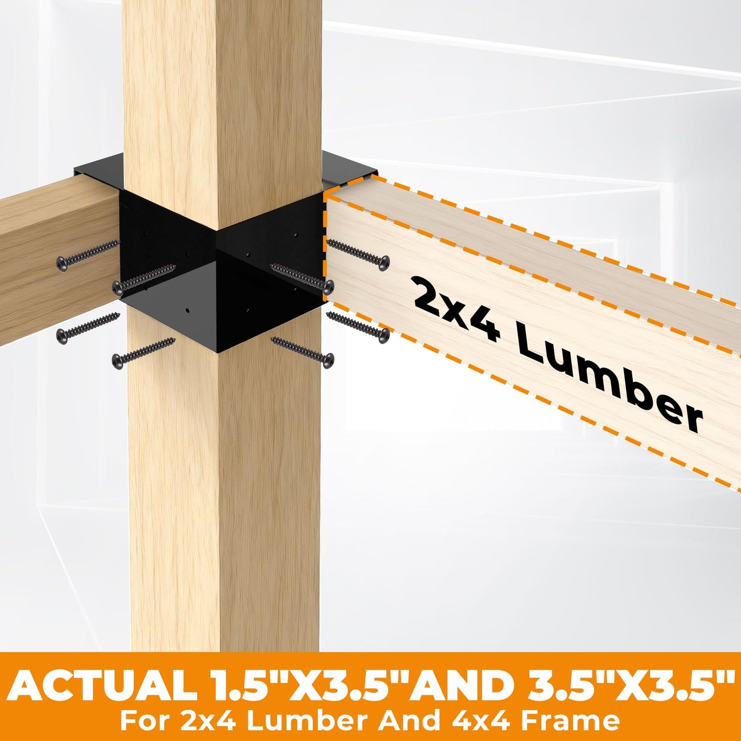 Heavy Duty Workbench Brackets Kit, 8 PCS 4''x4'' Workbench Leg Frame Braces, for 4x4 & 2x4 Lumber, DIY Table Building Kit with Pre-Drilled Holes for Workbench Table, Shelving, Garage Storage