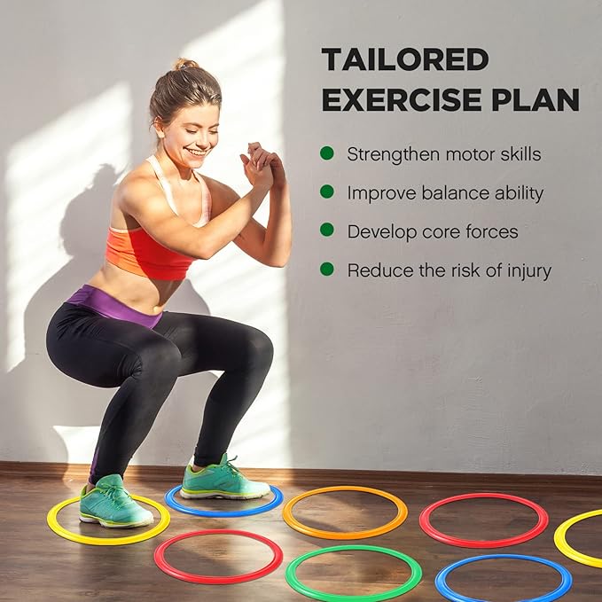 Deekin 40 Pcs Agility Rings Speed and Agility Training Rings Exercise Speed Circle Jumping Hoops for Training Toss Equipment, 15"