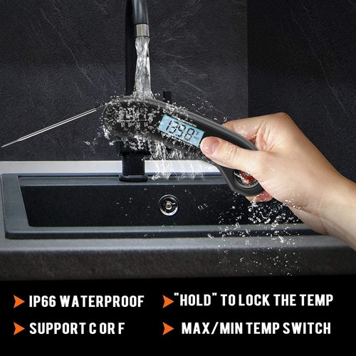Meat Thermometer Digital - Instant Read Waterproof Food Thermometer for Grill, BBQ & Cooking