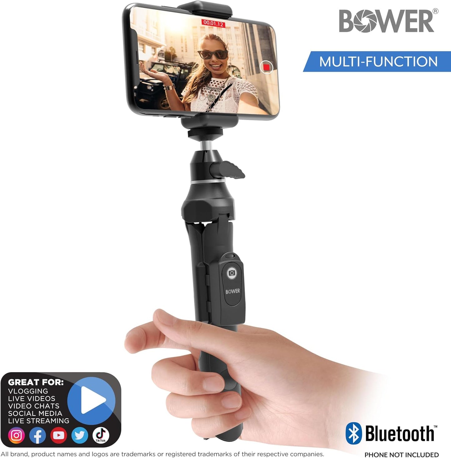 Bower 6-in-1 Multipod Tripod Selfie Stick with Remote Shutter for Smartphones