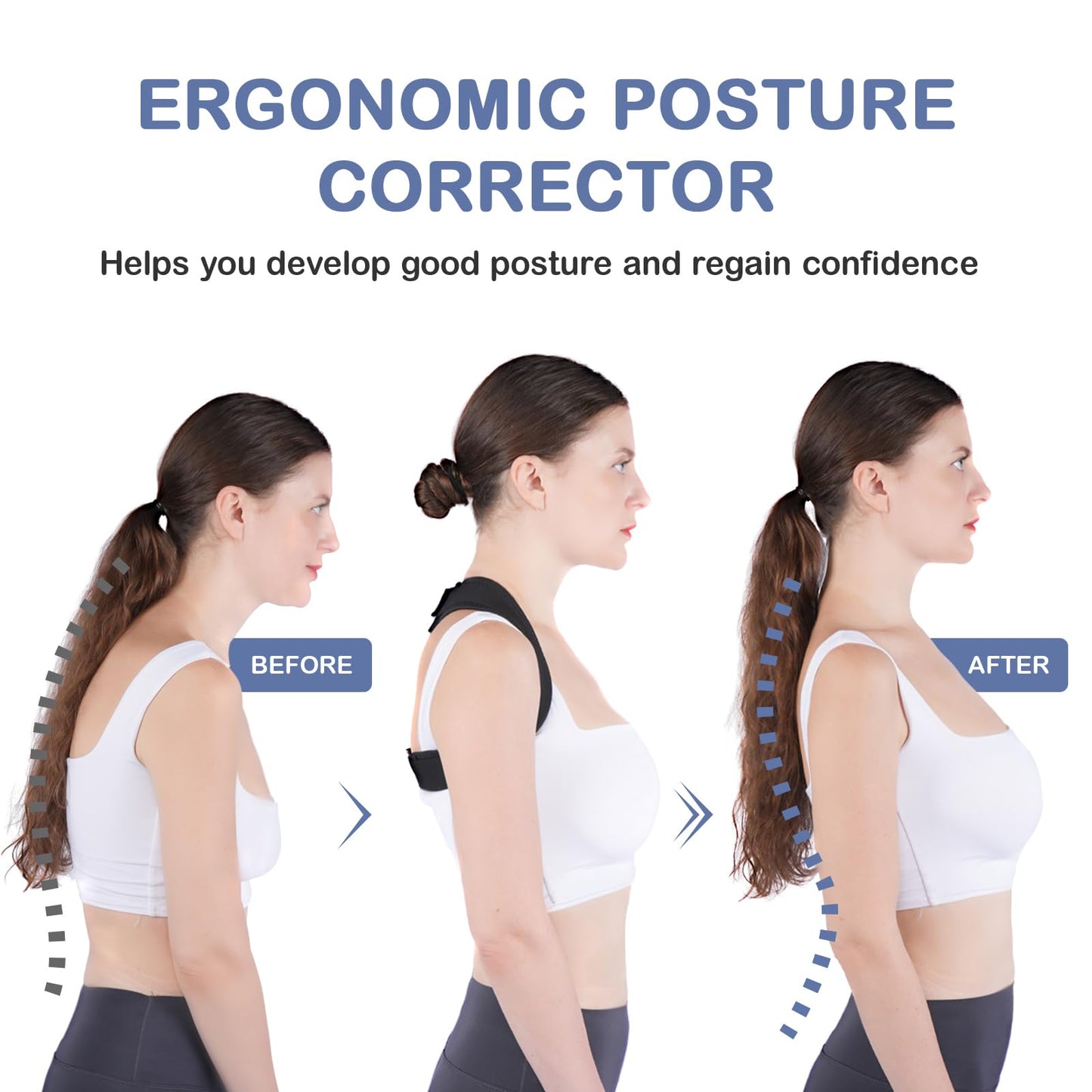Posturace Posture Corrector for Women & Men - Adjustable Upper Back Brace Straightener Suitable for Lumbar, Shoulder, Neck, Scoliosis, Providing Comfortable Elastic Support and Pain Relief