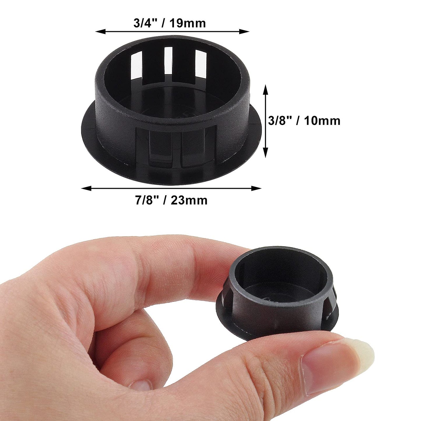 Jersvimc 25Pcs 3/4 Inch(19mm) Black Hole Plug Plastic Hole Cover, Round End Cap Flush Type Tube Insert, Pipe Post Panel Plug for Chair Furniture Glide Protectors