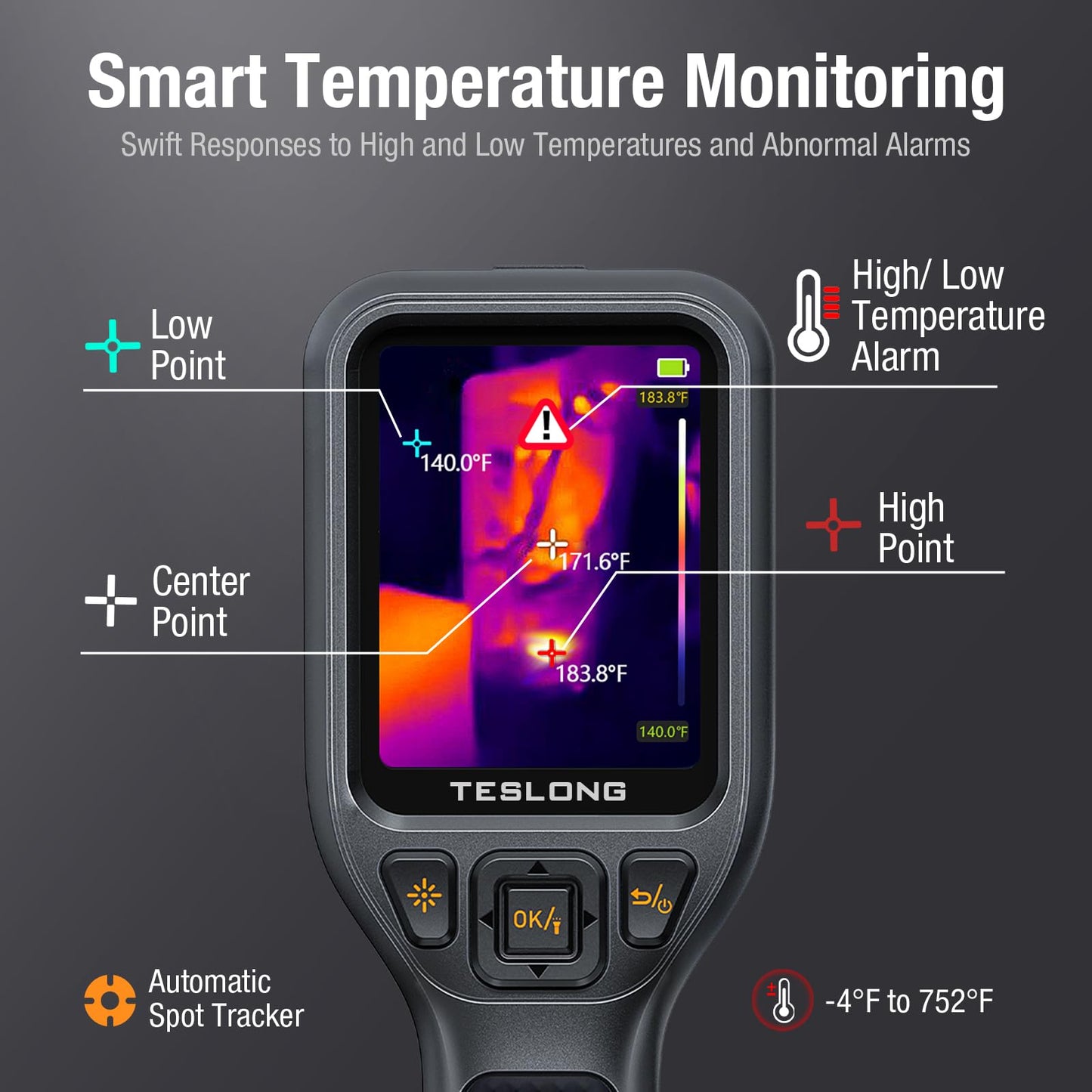 Teslong TTM120S Thermal Imaging Camera, Super Resolution 240 x 180, 3.2" LCD Screen Handheld 25 HZ Refresh Rate Infrared Imager, 120 x 90 IR Resolution