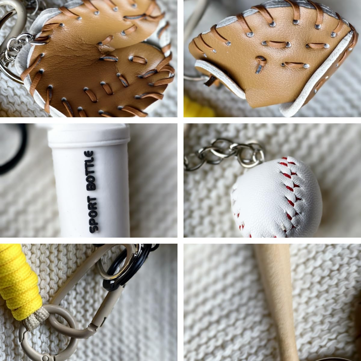 Baseball Keychain Bagpack Pendant Decorations with Mini Leather baseball Bat Keychain Sports Souvenir Favors,Gifts for Athletes (baseball)