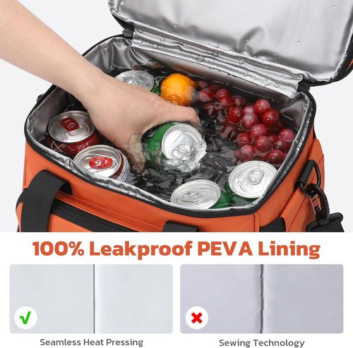 Maelstrom Insulated Lunch Box - 20L Expandable Cooler Bag with 6 Pockets | Leakproof Tote for Work & Travel - Orange