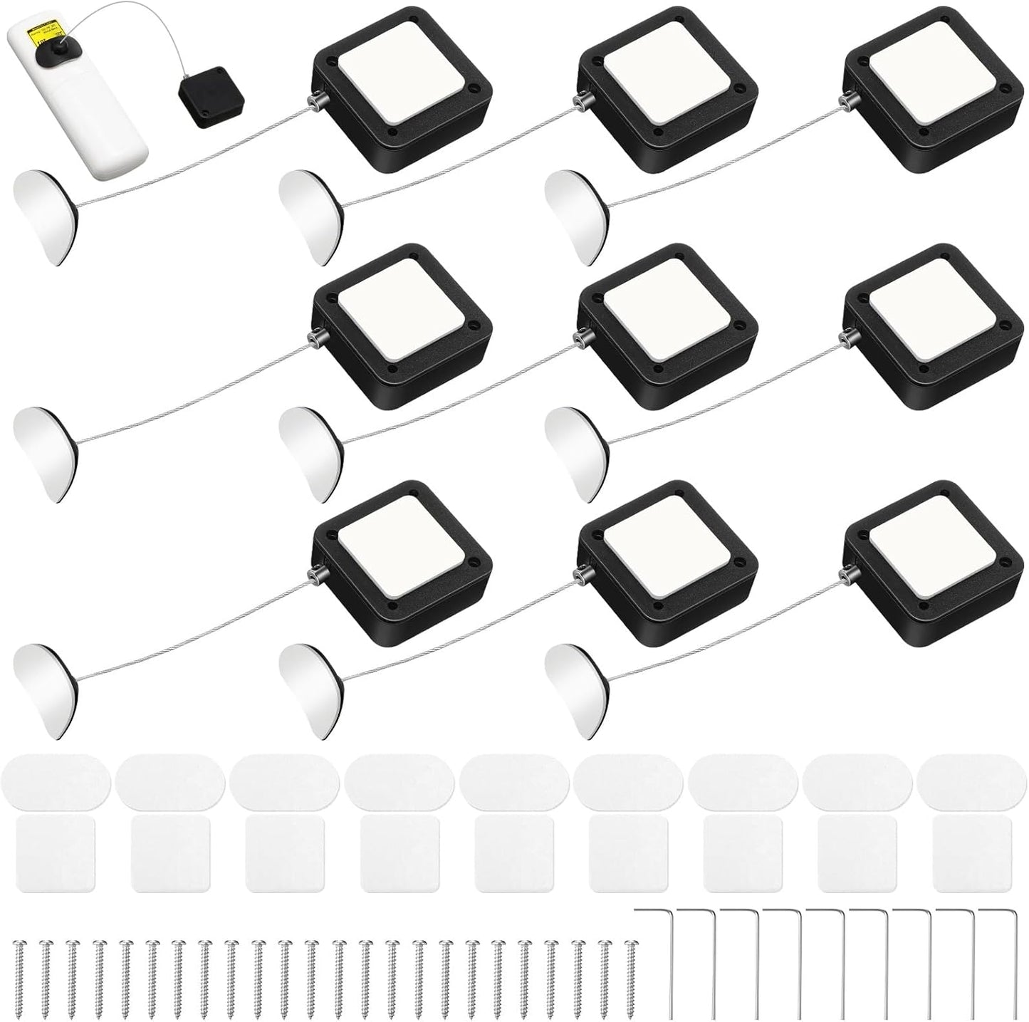 Mimorou 9 6.5 Pcs ft Retractable Security Cable Lock with Double Sided Adhesive and Screws TV Remote Control Tether